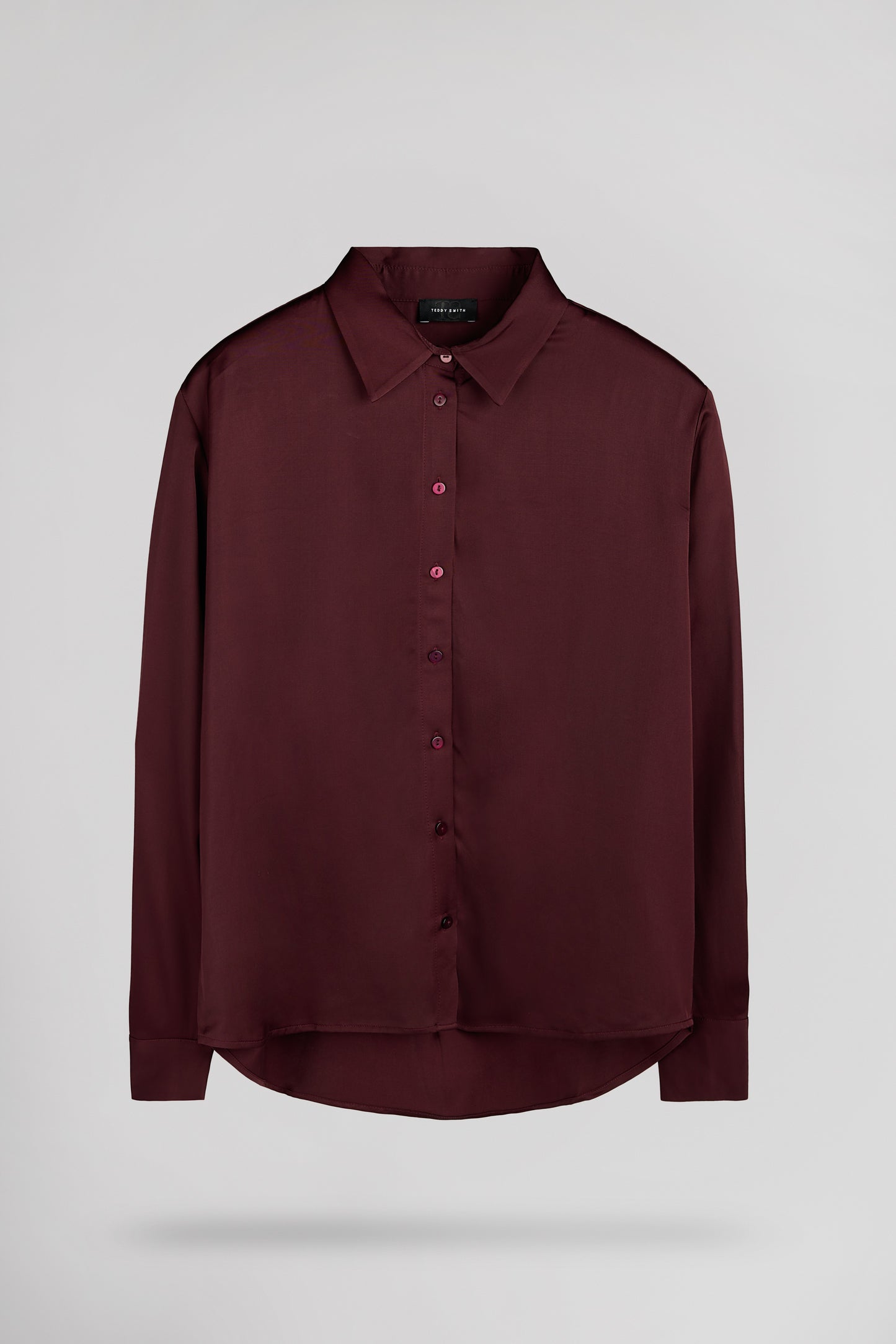 Chemise satin viscose C-LEO BORDEAUX FONCE