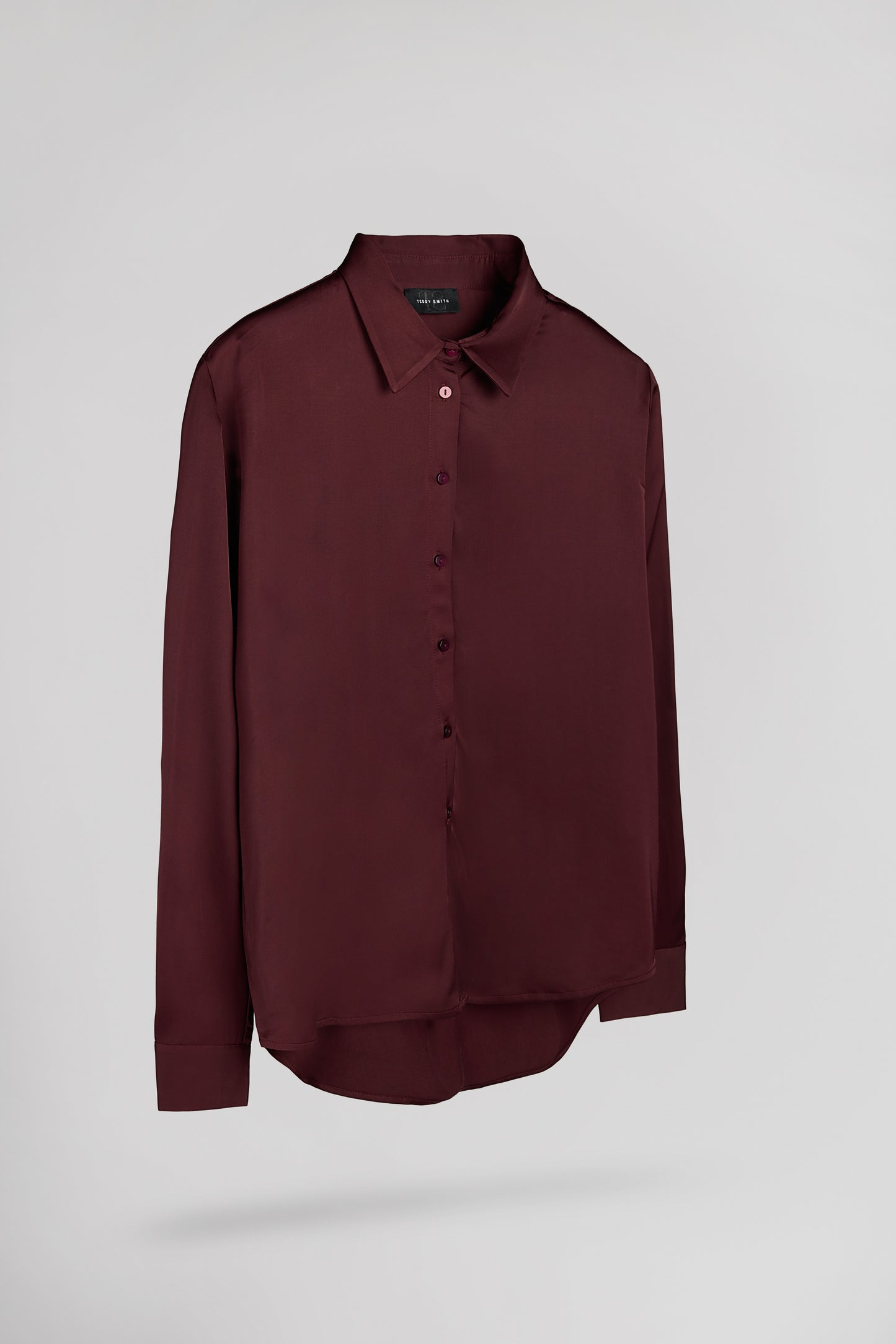 Chemise satin viscose C-LEO BORDEAUX FONCE