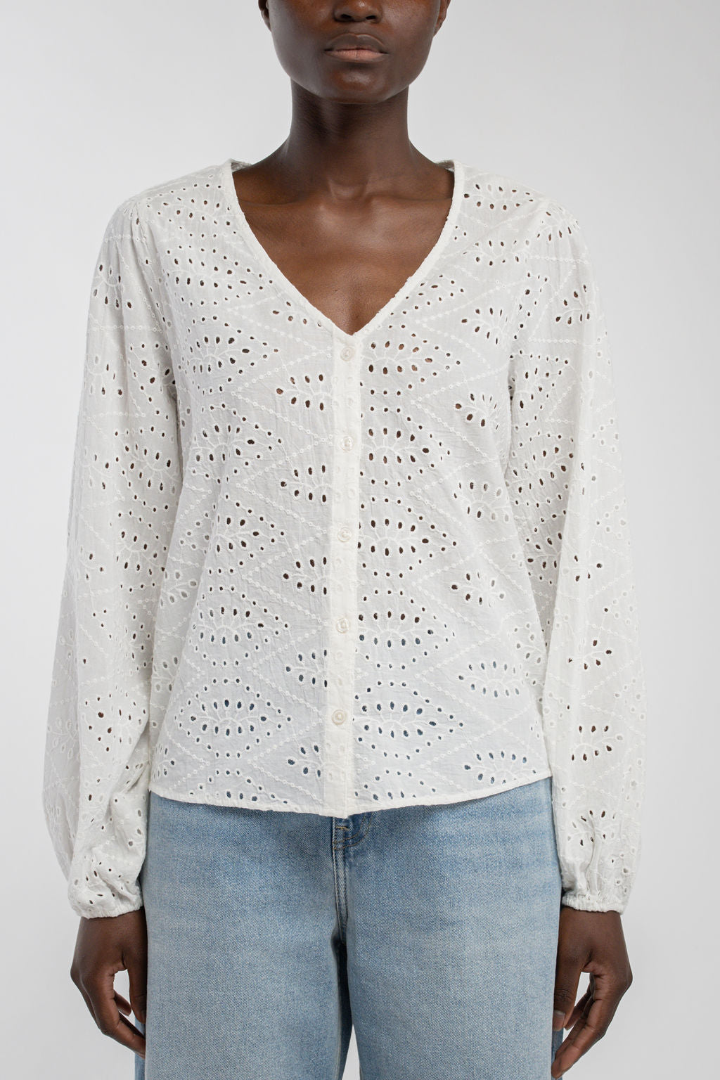 Chemise col V C-ALBA MIDDLE WHITE
