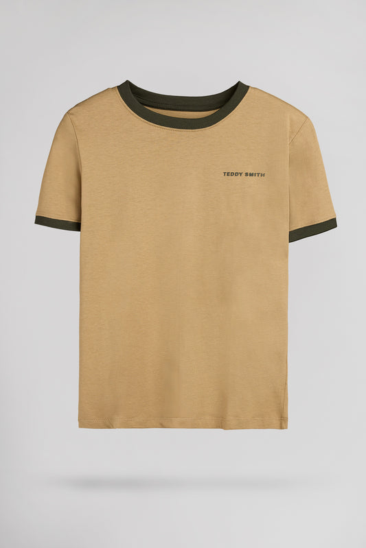 Achat T-shirt en coton col rond THE TEE 2 R MC JR WORKER BEIGE