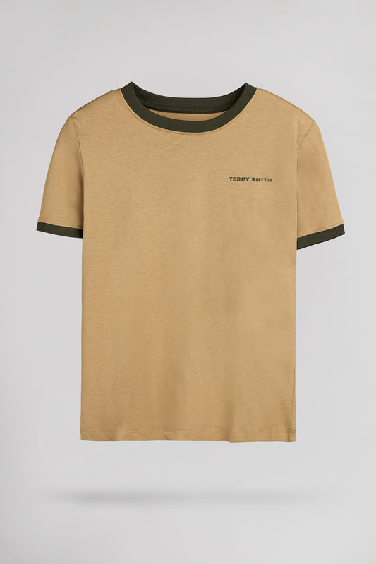 Achat T-shirt en coton col rond THE TEE 2 R MC JR WORKER BEIGE