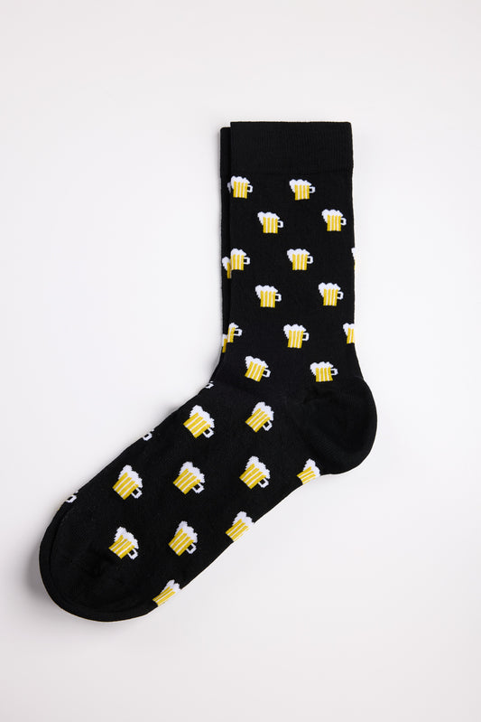 Achat Chaussettes Teddy mi-hautes MOTIFS MIX BEER BLACK