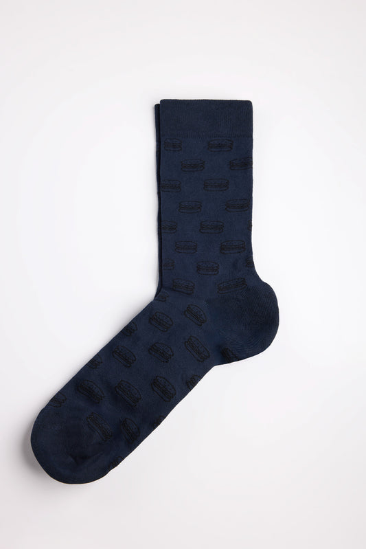Achat Chaussettes Teddy mi-hautes MOTIFS MIX BURGER DARK NAVY