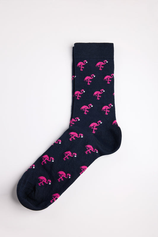 Achat Chaussettes Teddy mi-hautes MOTIFS MIX FLAMINGO DARK NAVY