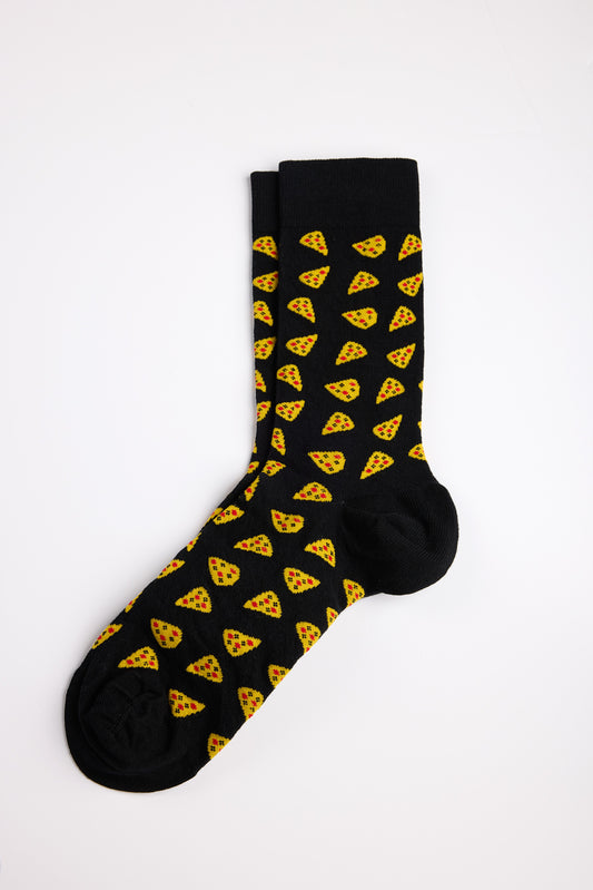 Achat Chaussettes Teddy mi-hautes MOTIFS MIX PIZZA BLACK