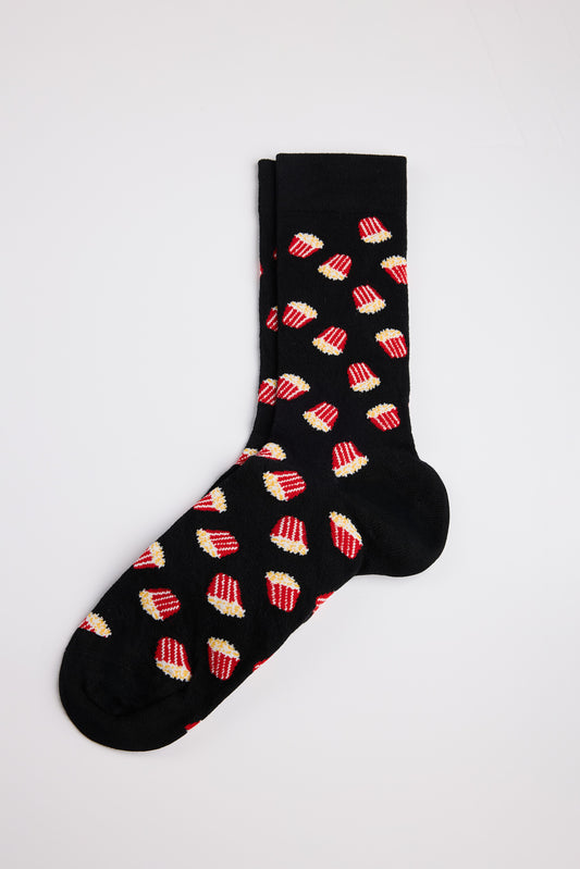 Achat Chaussettes Teddy mi-hautes MOTIFS MIX POPCORN BLACK