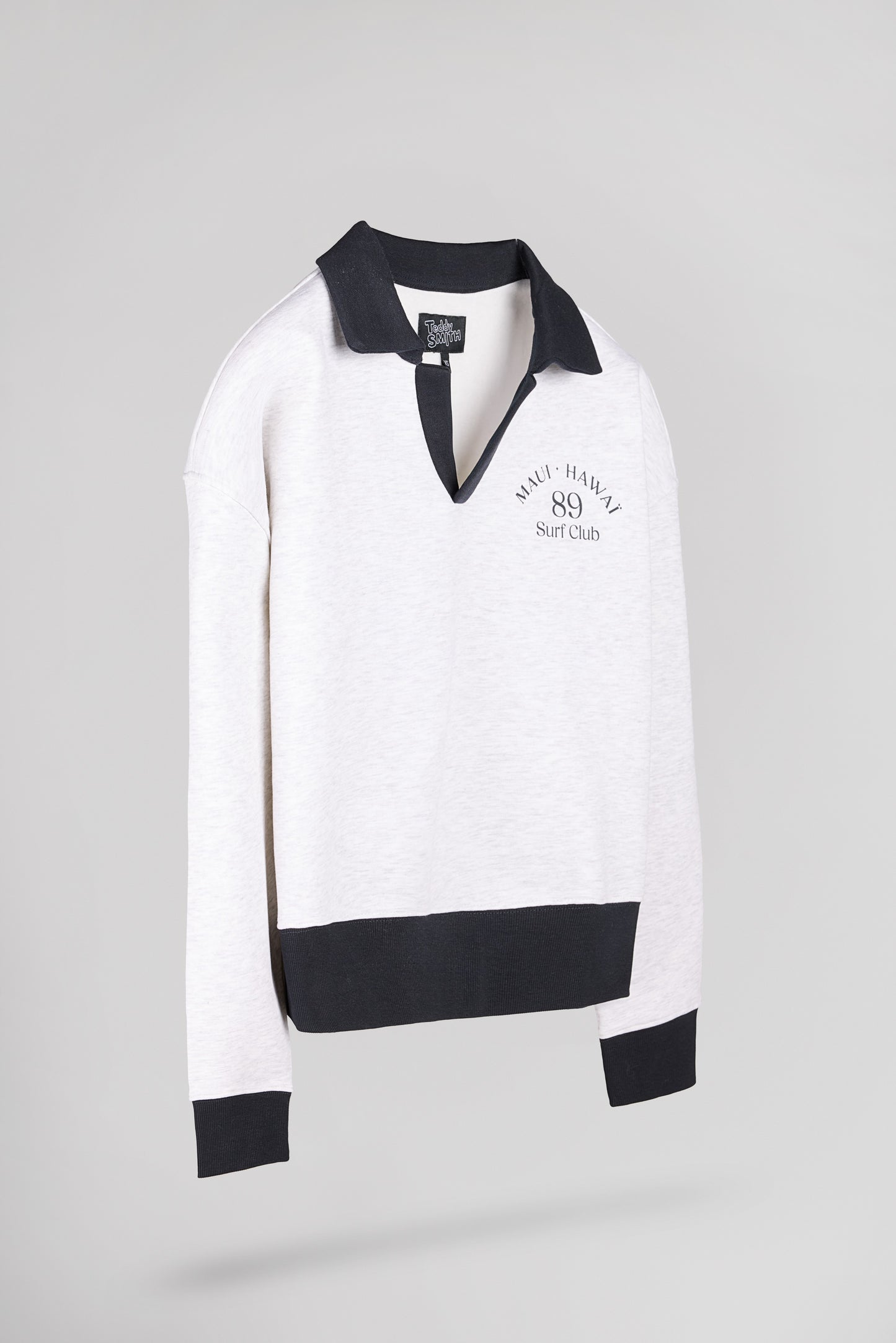 Sweat col polo S-DOLL WHITE MELANGE