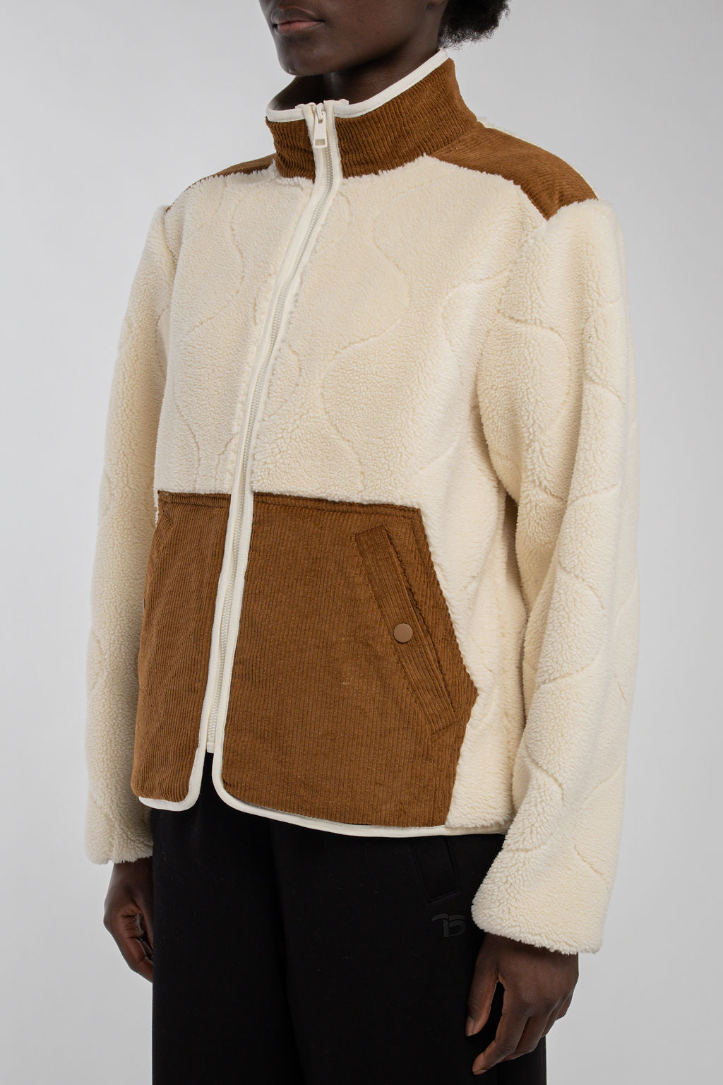 Blouson sherpa zippé B-SHYRA MIDDLE WHITE