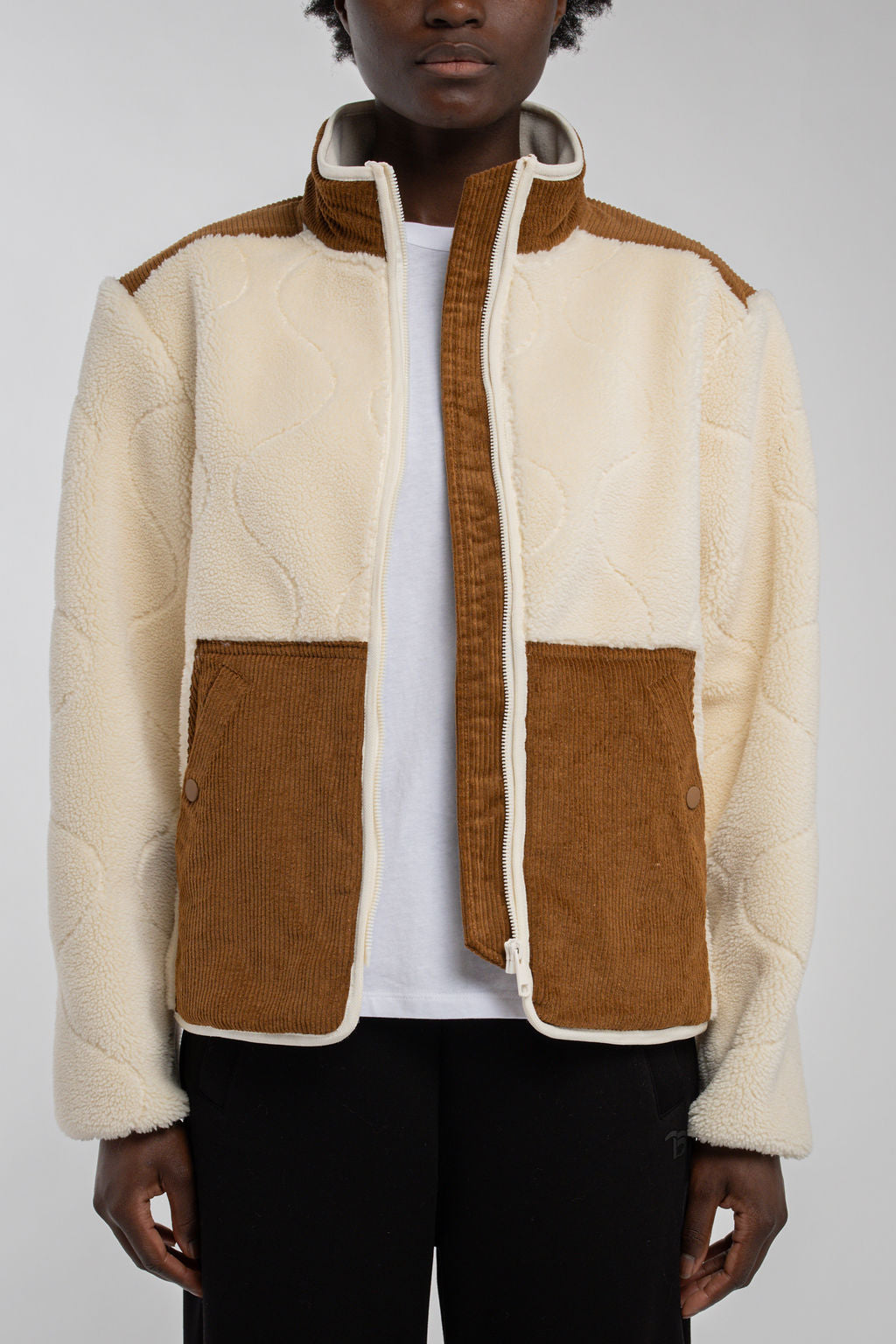 Blouson sherpa zippé B-SHYRA MIDDLE WHITE