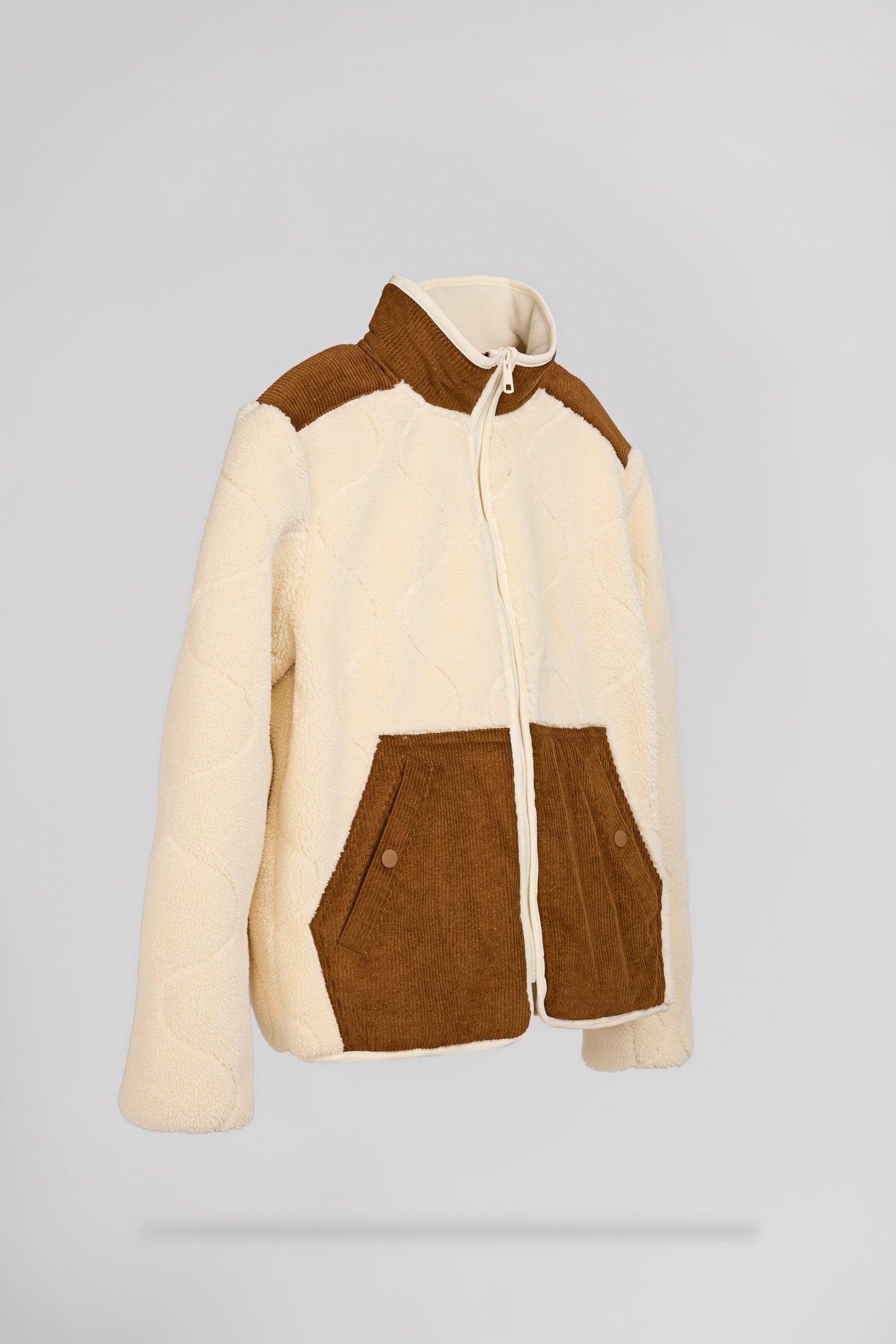 Blouson sherpa zippé B-SHYRA MIDDLE WHITE