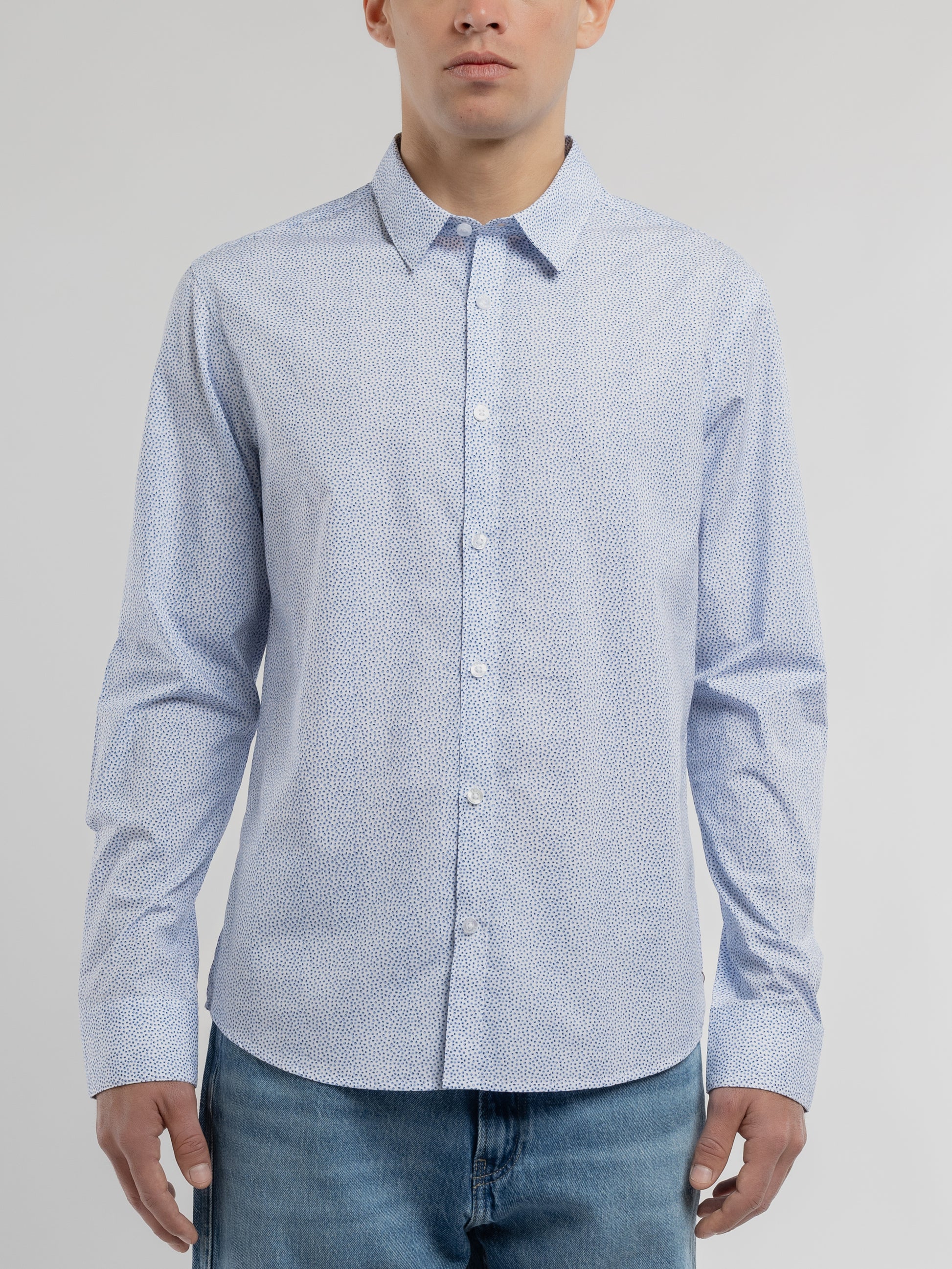 Chemise CARTON ML BLANC/MICRO DOTS - Teddy Smith