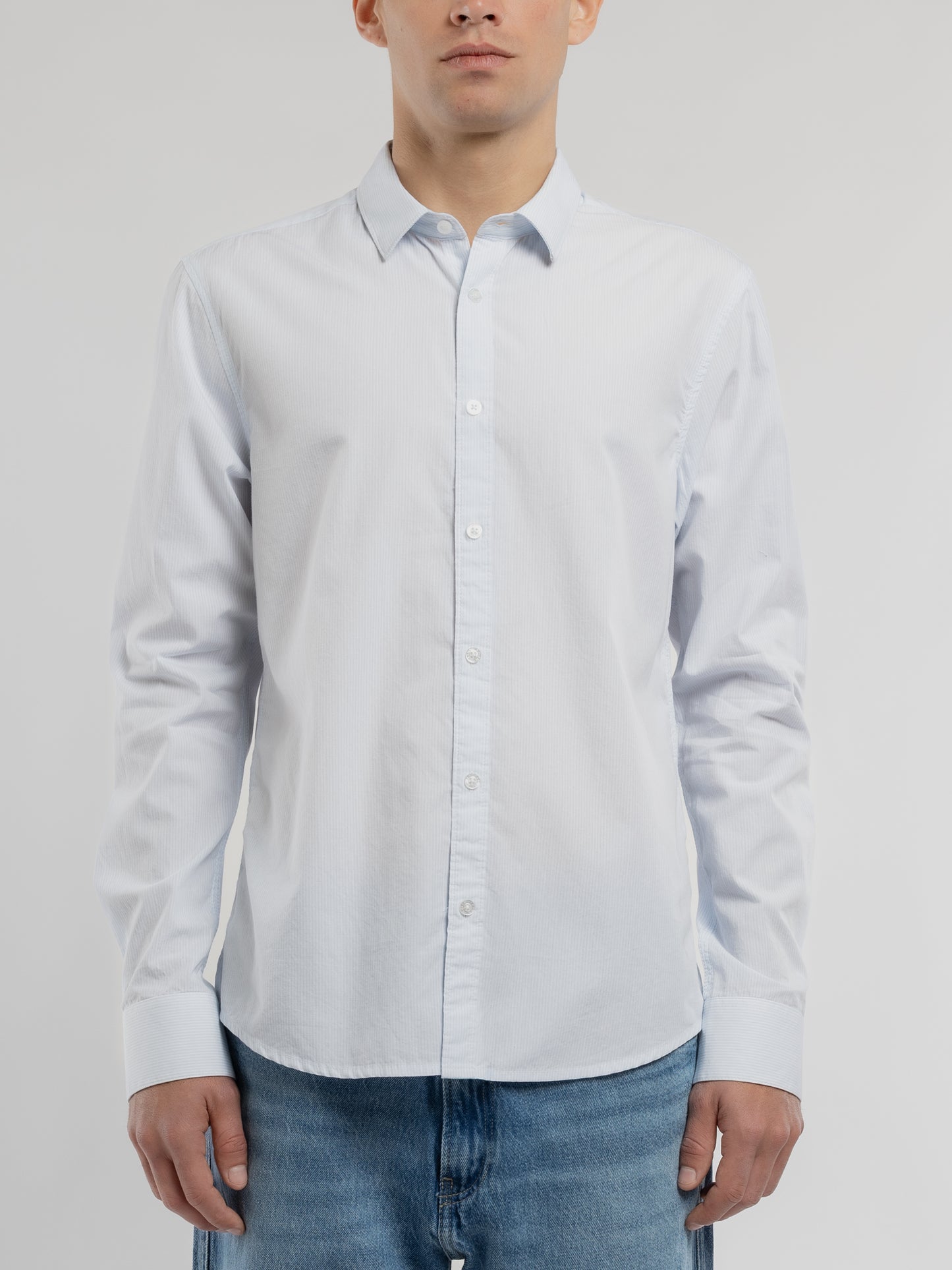 Chemise CARTON ML PASTEL BLUE/STRIPES - Teddy Smith