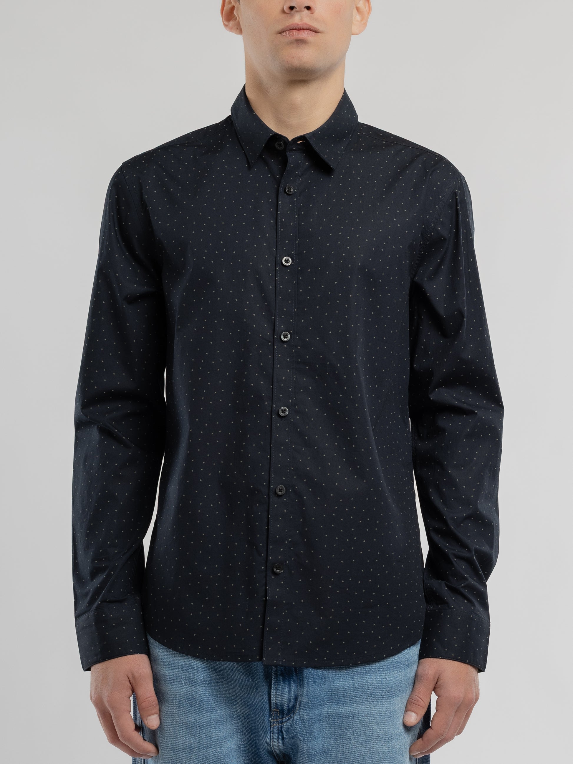 Chemise CARTON ML DARK NAVY/MICRO SHAPES - Teddy Smith