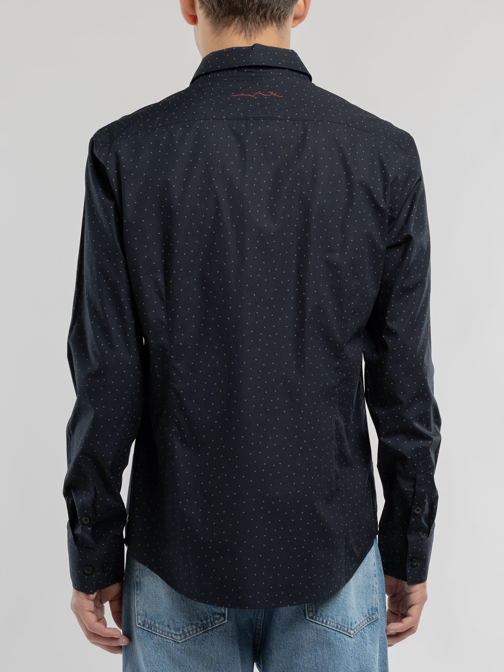 Chemise CARTON ML DARK NAVY/MICRO SHAPES - Teddy Smith
