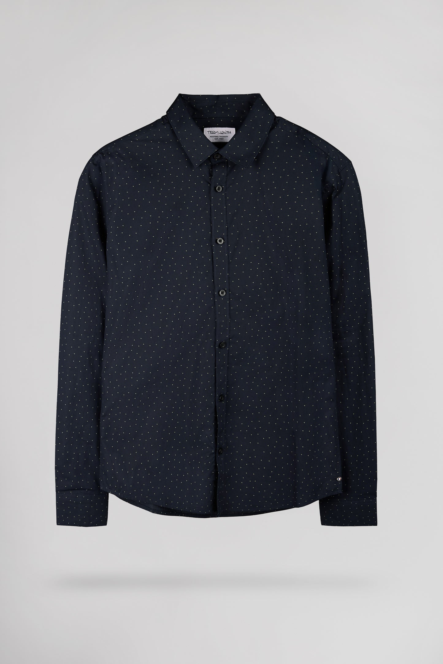 Chemise CARTON ML DARK NAVY/MICRO SHAPES - Teddy Smith