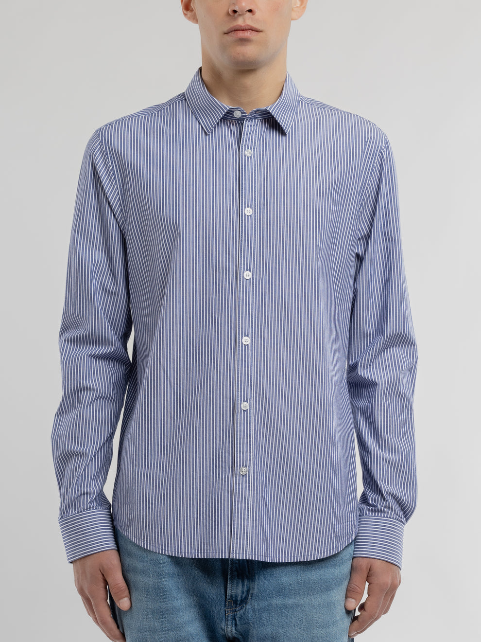 Chemise col français CARTON ML ESTATE BLUE RAYE BLANC – Teddy Smith