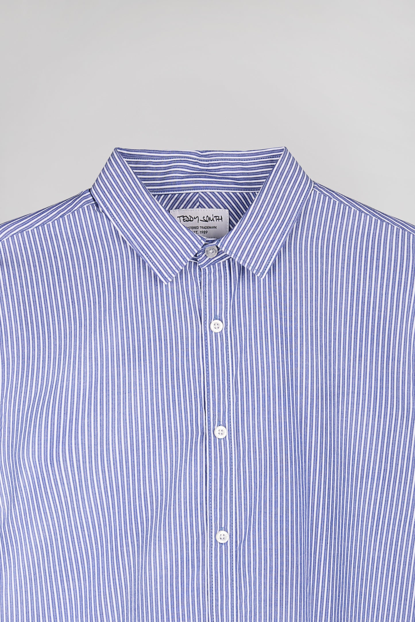 Chemise CARTON ML ESTATE BLUE RAYE BLANC - Teddy Smith