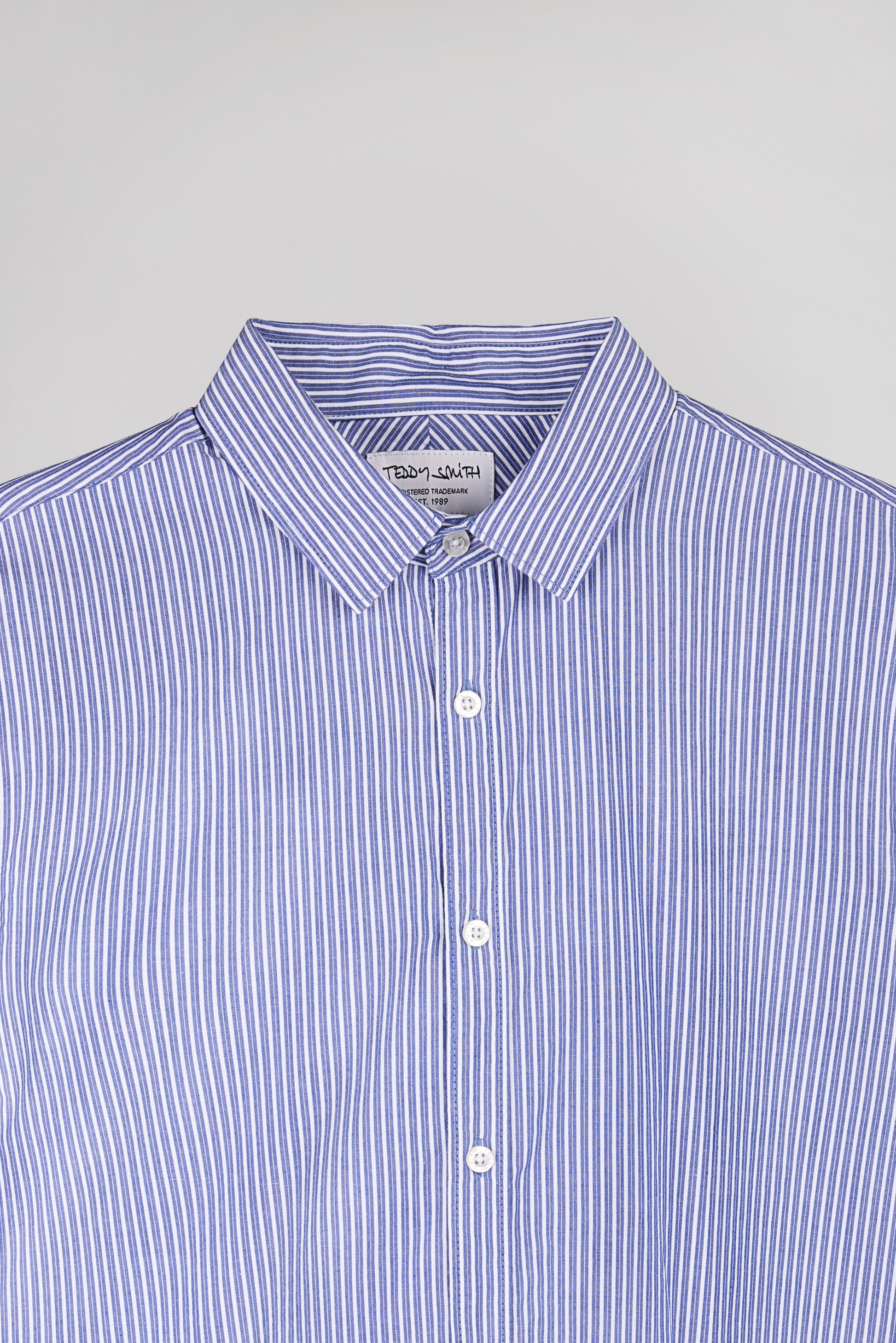 Chemise CARTON ML ESTATE BLUE RAYE BLANC - Teddy Smith