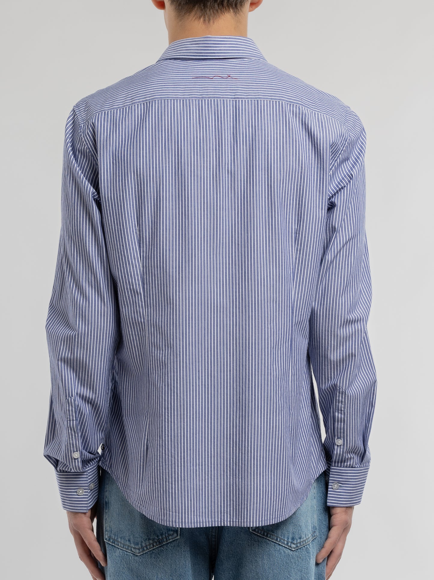 Chemise CARTON ML ESTATE BLUE RAYE BLANC - Teddy Smith