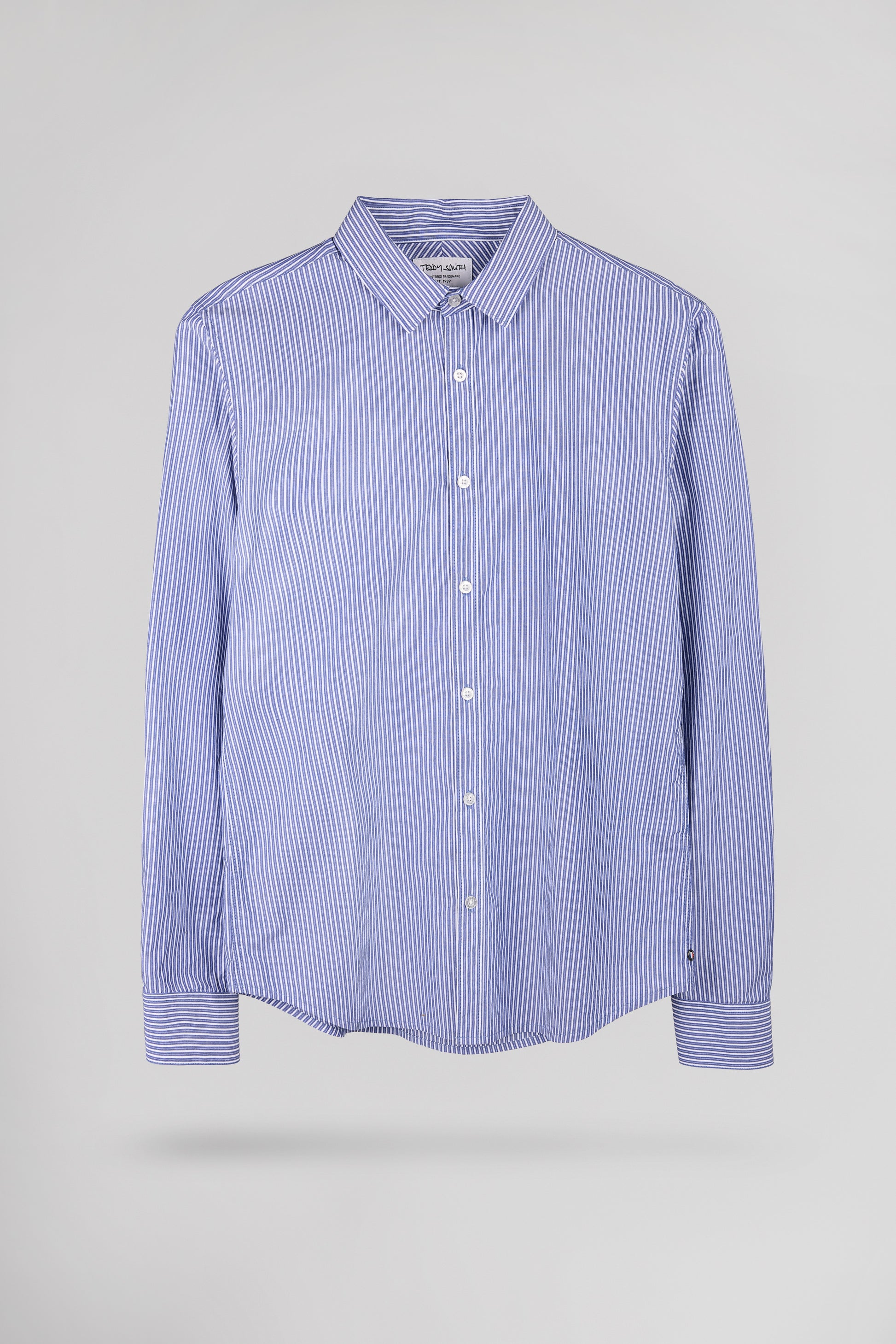 Chemise CARTON ML ESTATE BLUE RAYE BLANC - Teddy Smith