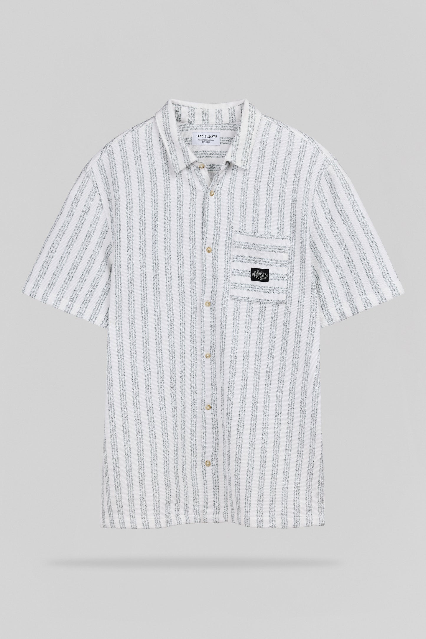 Chemise à rayures col français C-AKUMA MC BLANC