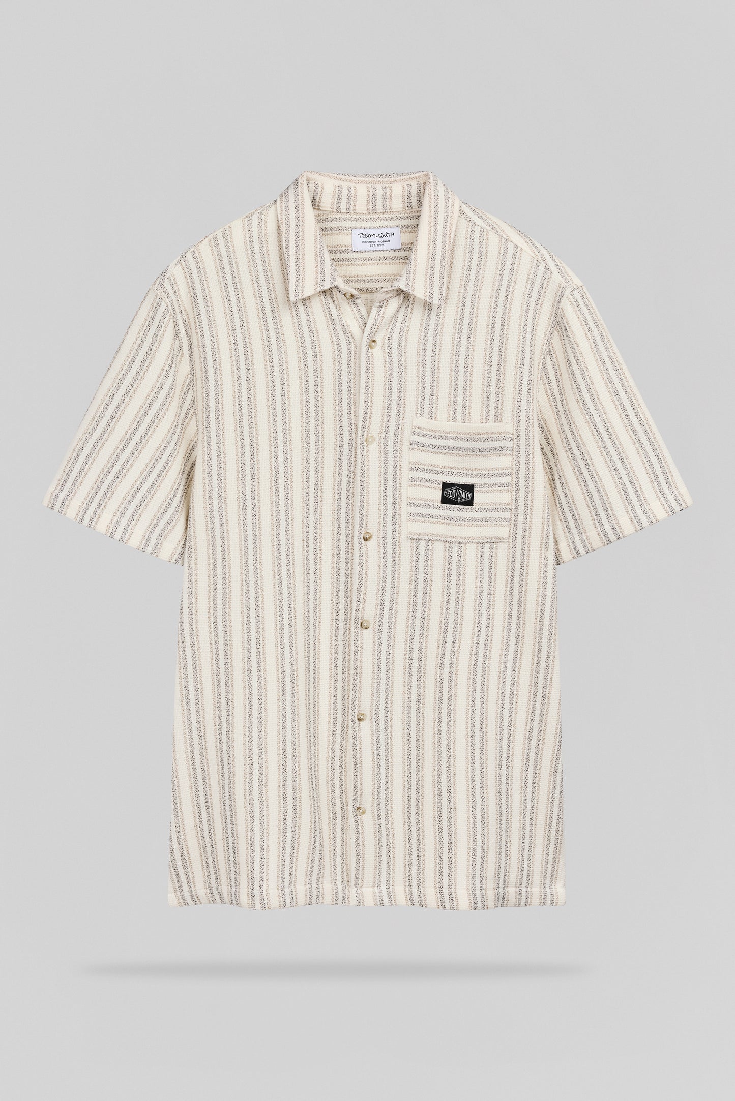 Chemise à rayures col français C-AKUMA MC MIDDLE WHITE