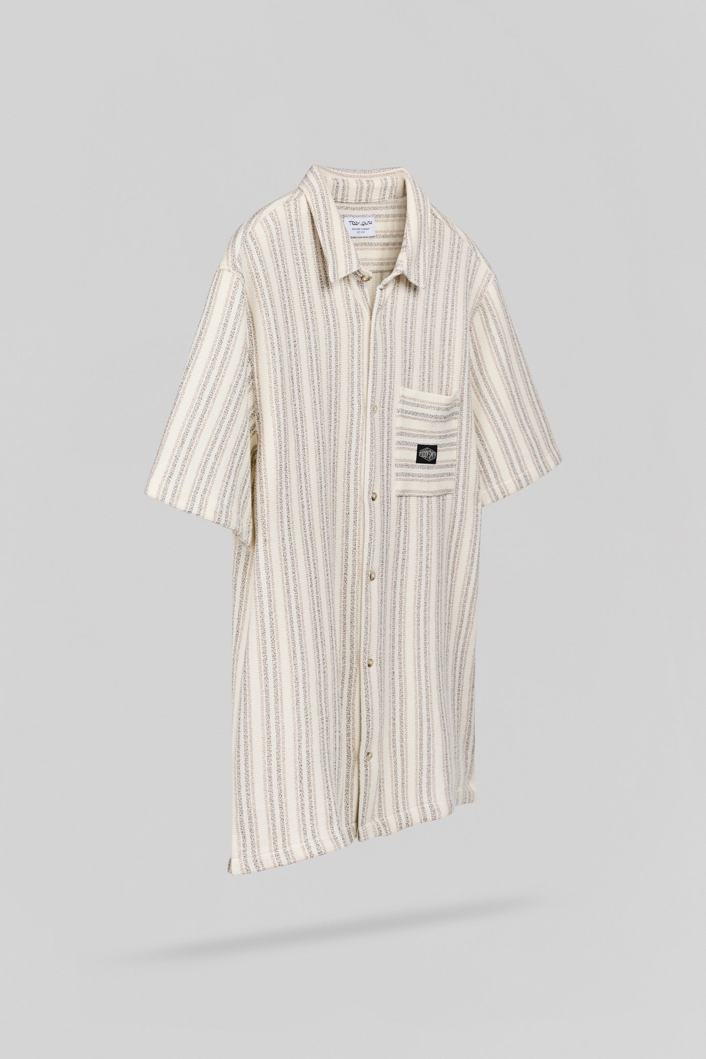 Chemise à rayures col français C-AKUMA MC MIDDLE WHITE