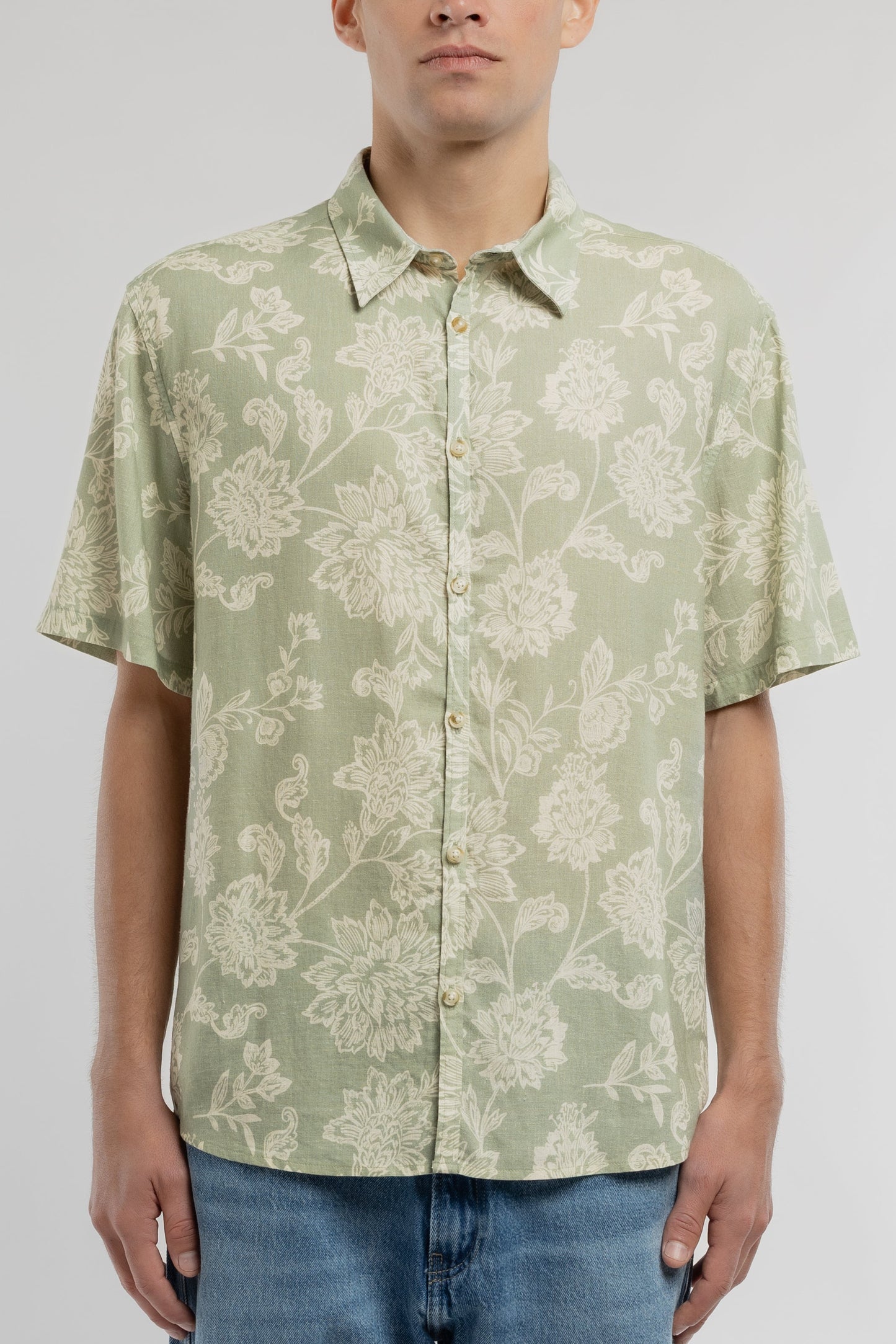 Chemise C-ALBERTO MC VERT SAUGE - Teddy Smith