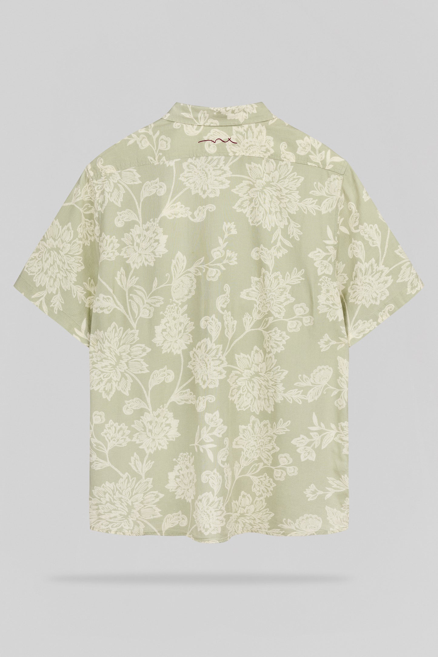 Chemise motifs lin col français C-ALBERTO MC VERT SAUGE