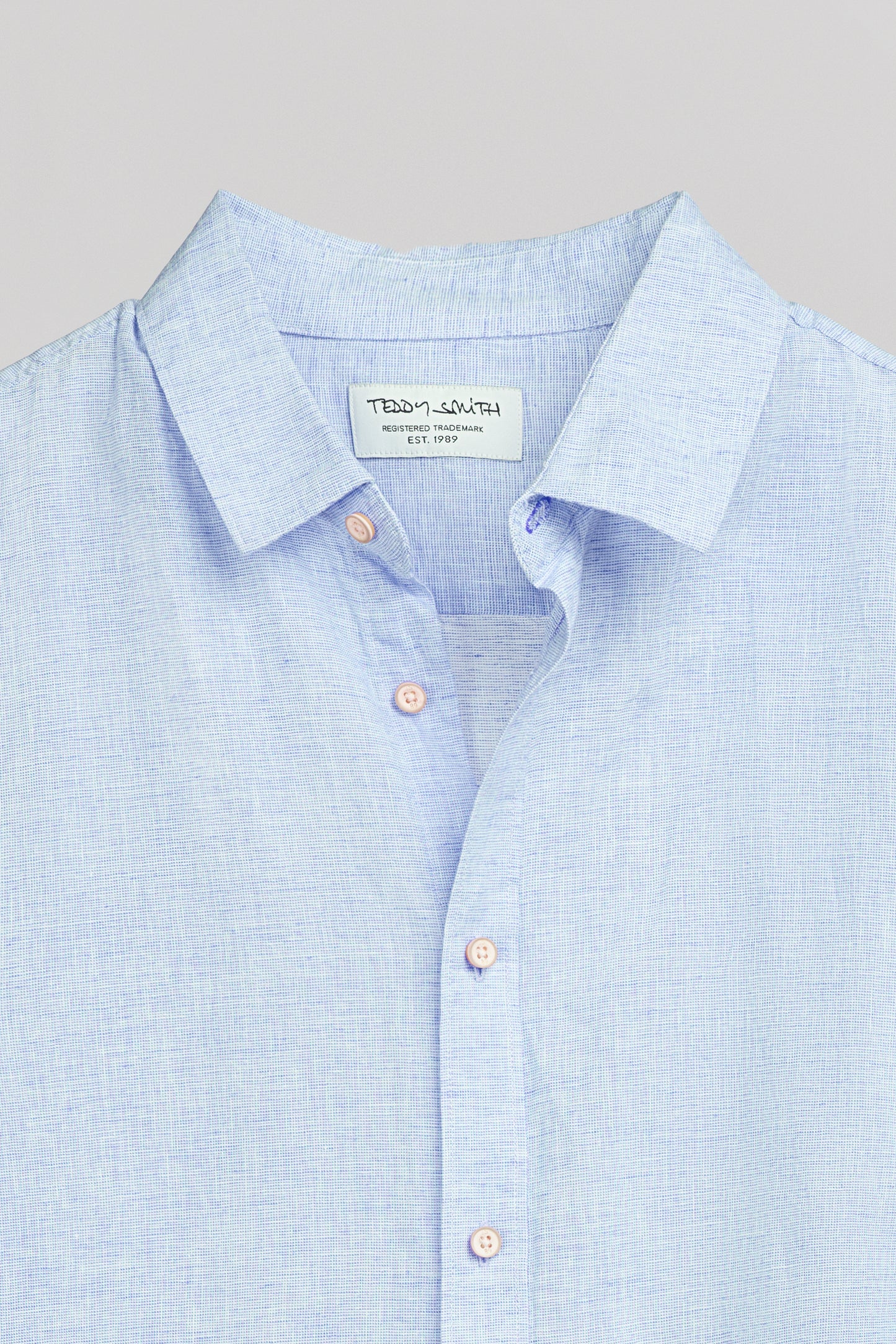 Chemise lin et coton col français C-PIETRO MC PASTEL BLUE - Teddy Smith