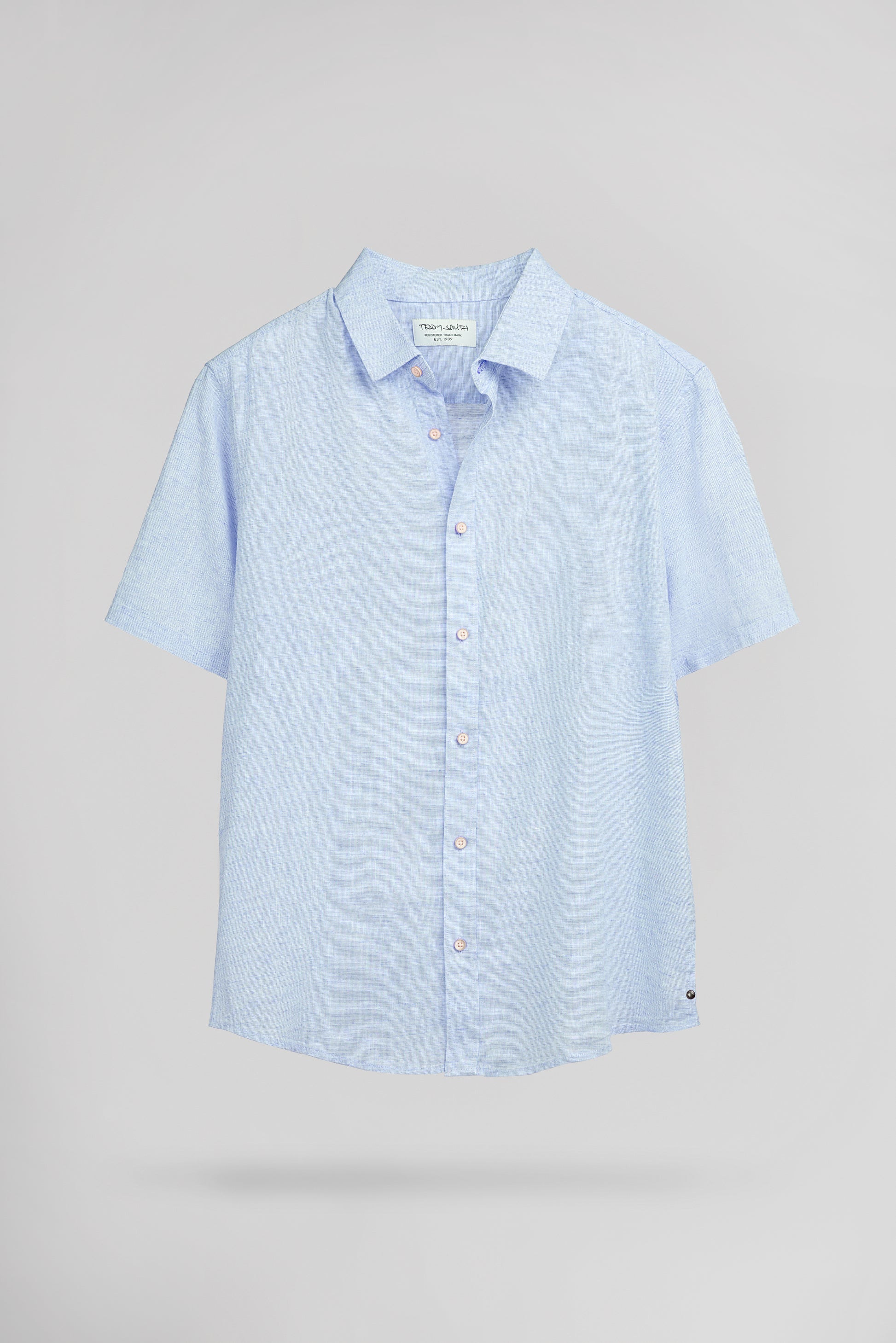 Chemise lin et coton col français C-PIETRO MC PASTEL BLUE - Teddy Smith