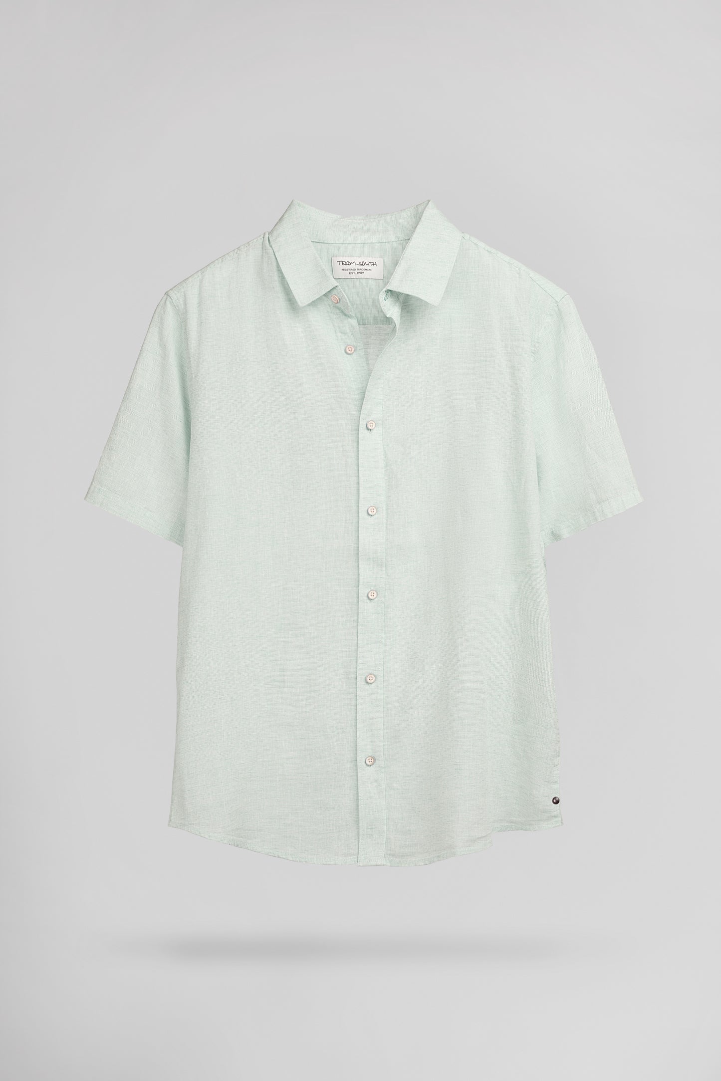 Chemise lin et coton col français C-PIETRO MC BLEACH MENTHOL