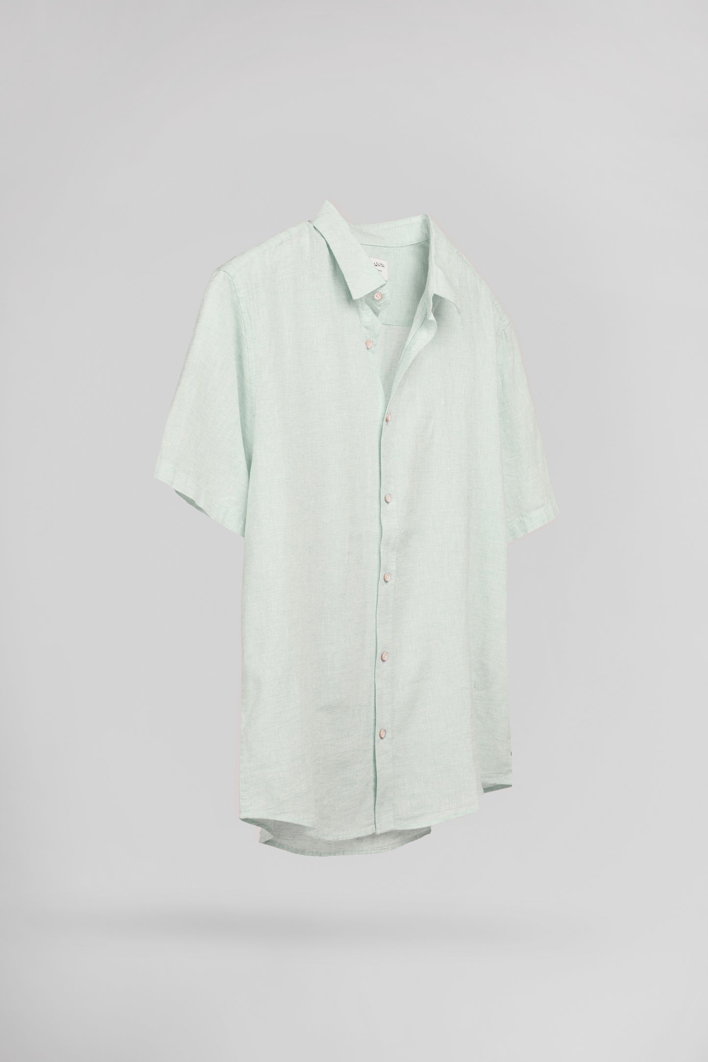 Chemise lin et coton col français C-PIETRO MC BLEACH MENTHOL