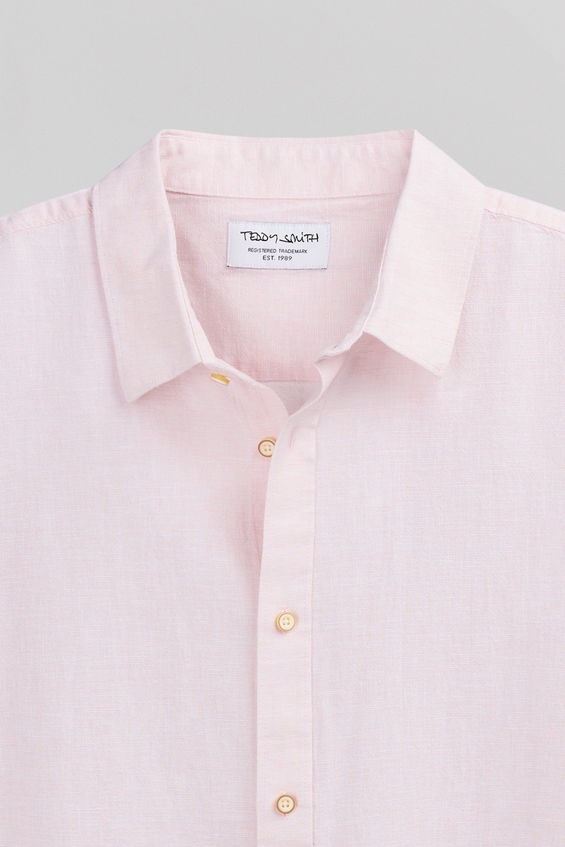 Chemise en lin et coton C-PIETRO MC ROSE PASTEL - Teddy Smith