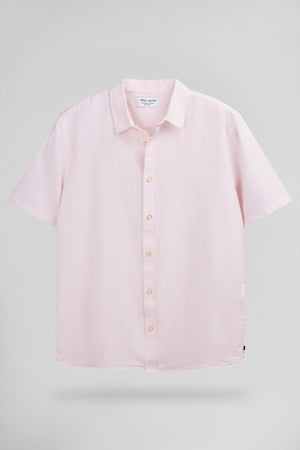 Chemise en lin et coton C-PIETRO MC ROSE PASTEL - Teddy Smith