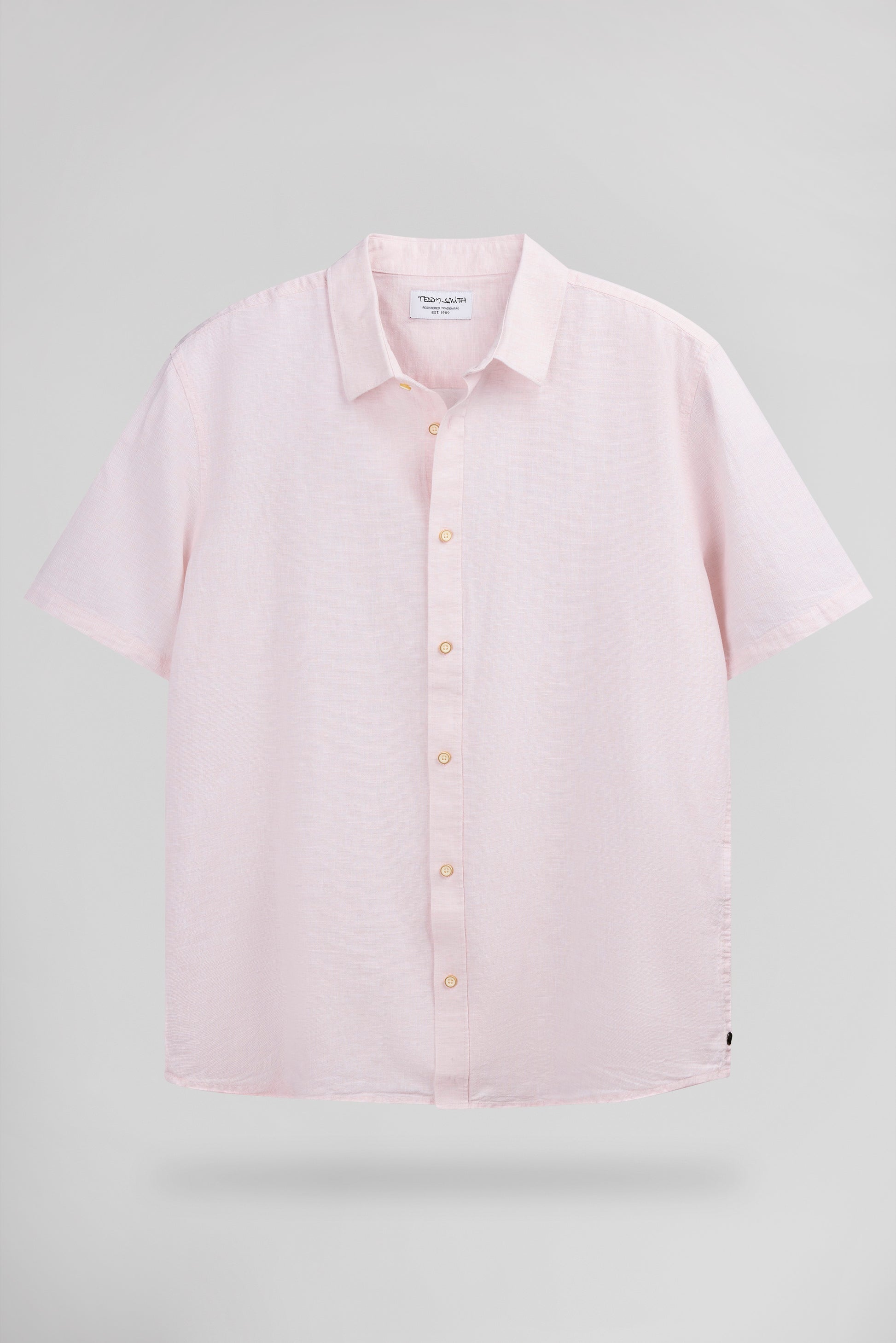 Chemise en lin et coton C-PIETRO MC ROSE PASTEL - Teddy Smith