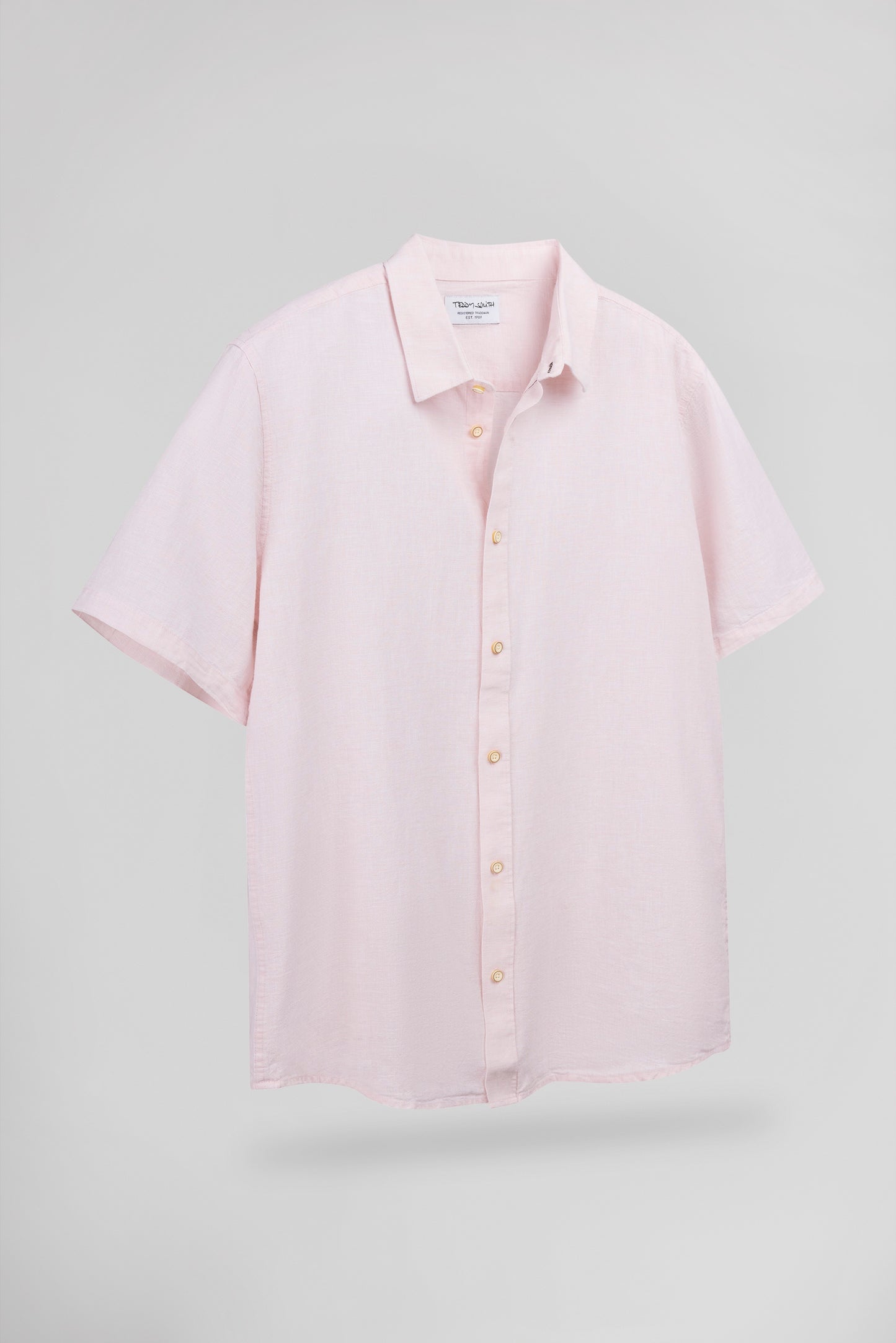 Chemise en lin et coton C-PIETRO MC ROSE PASTEL - Teddy Smith