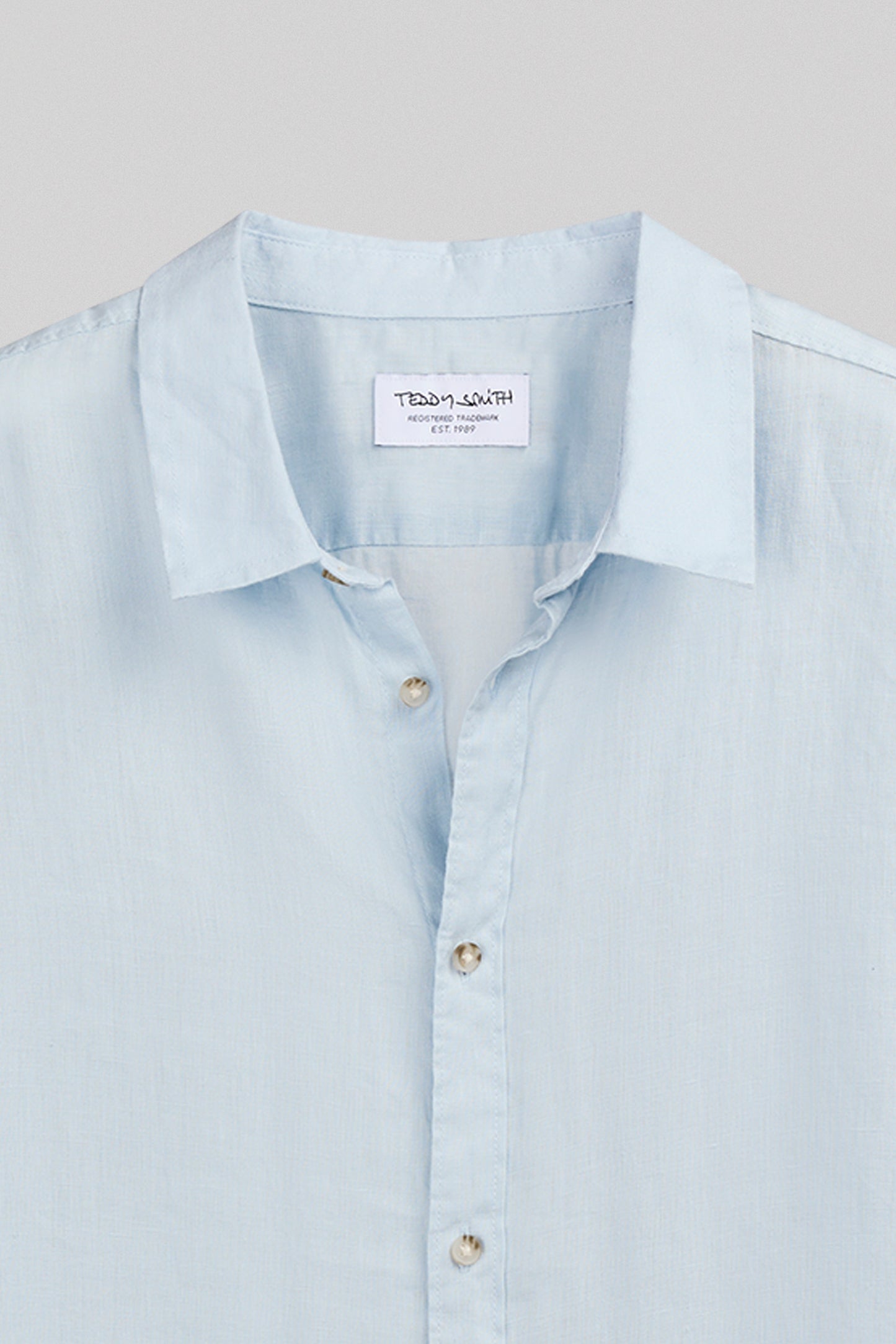 Chemise en lin C-LINEN ML PASTEL BLUE - Teddy Smith