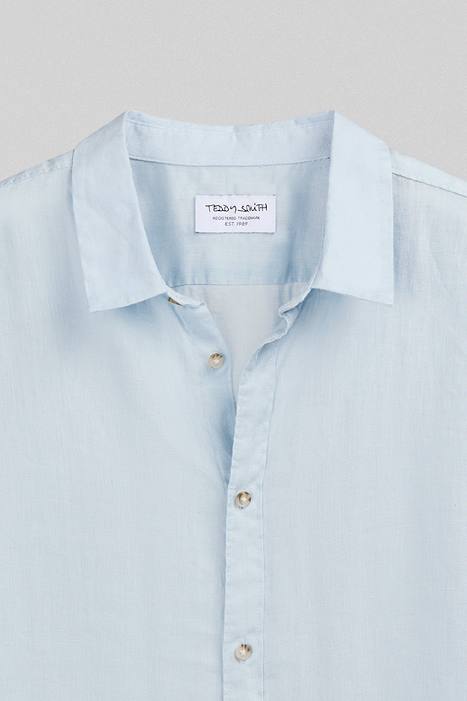 Chemise en lin C-LINEN ML PASTEL BLUE - Teddy Smith