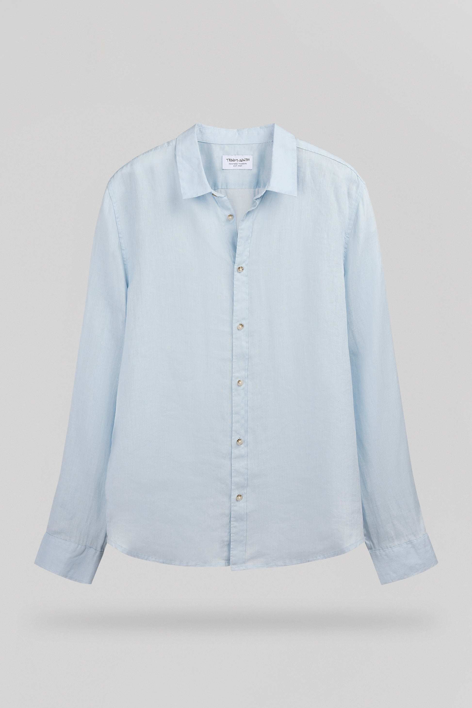 Chemise en lin C-LINEN ML PASTEL BLUE - Teddy Smith