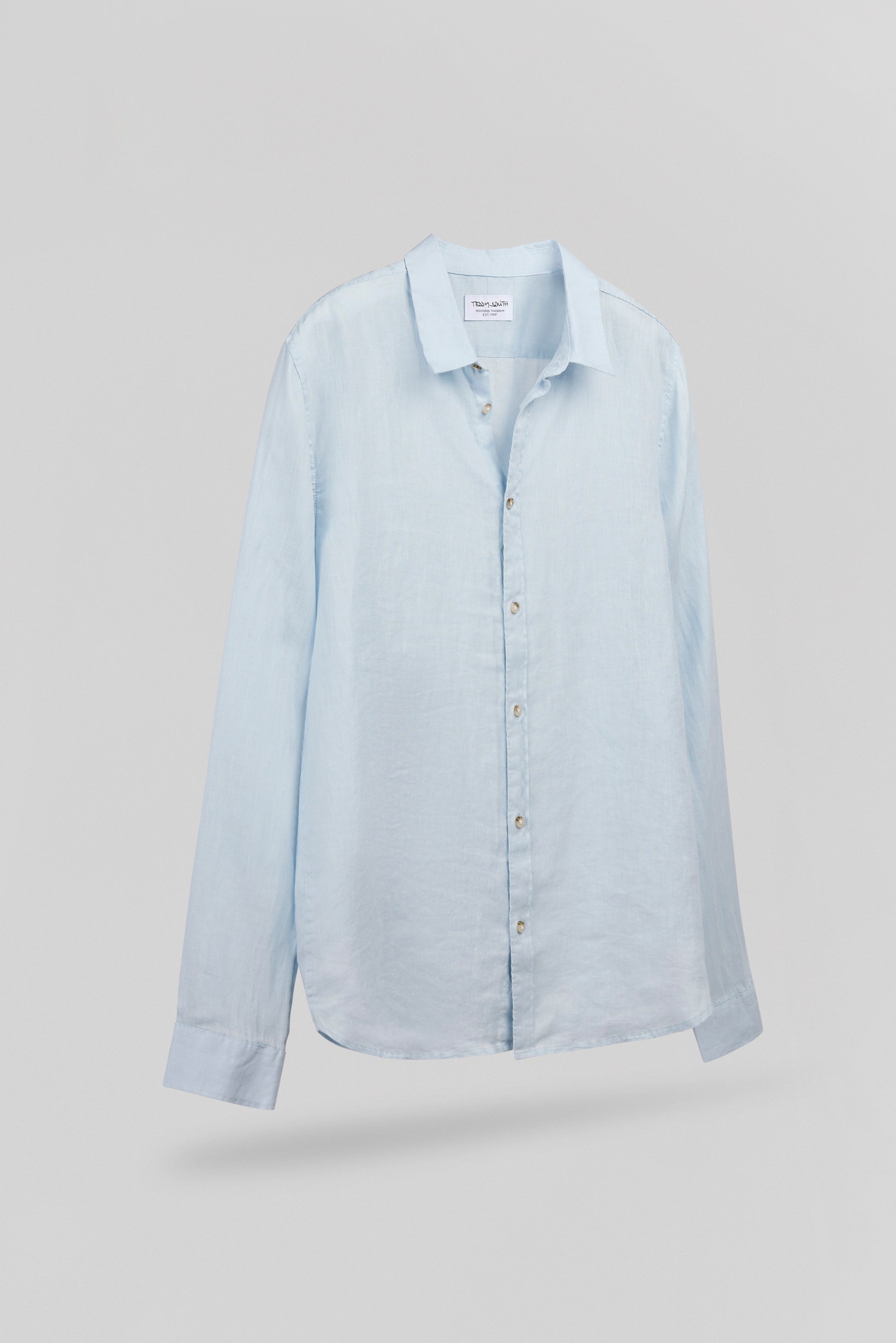 Chemise en lin C-LINEN ML PASTEL BLUE - Teddy Smith