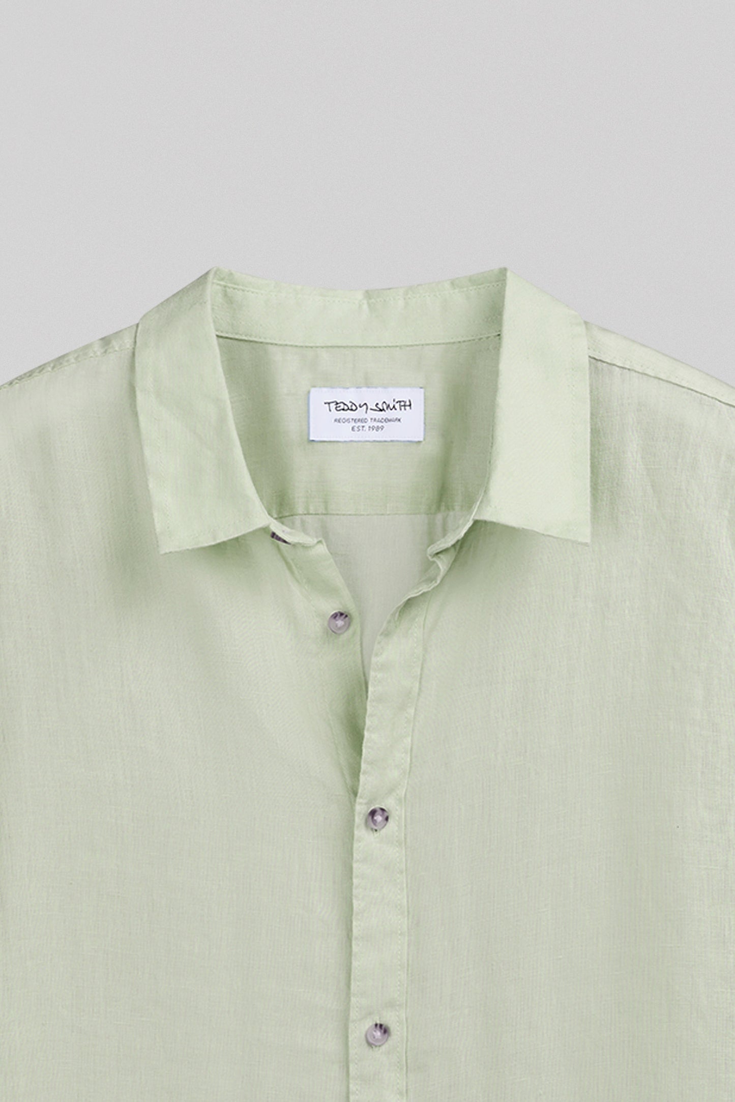 Chemise en lin C-LINEN ML VERT SAUGE - Teddy Smith