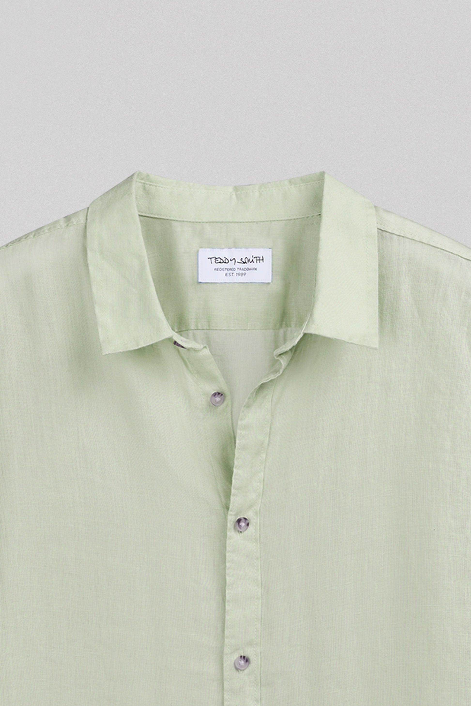 Chemise en lin C-LINEN ML VERT SAUGE - Teddy Smith