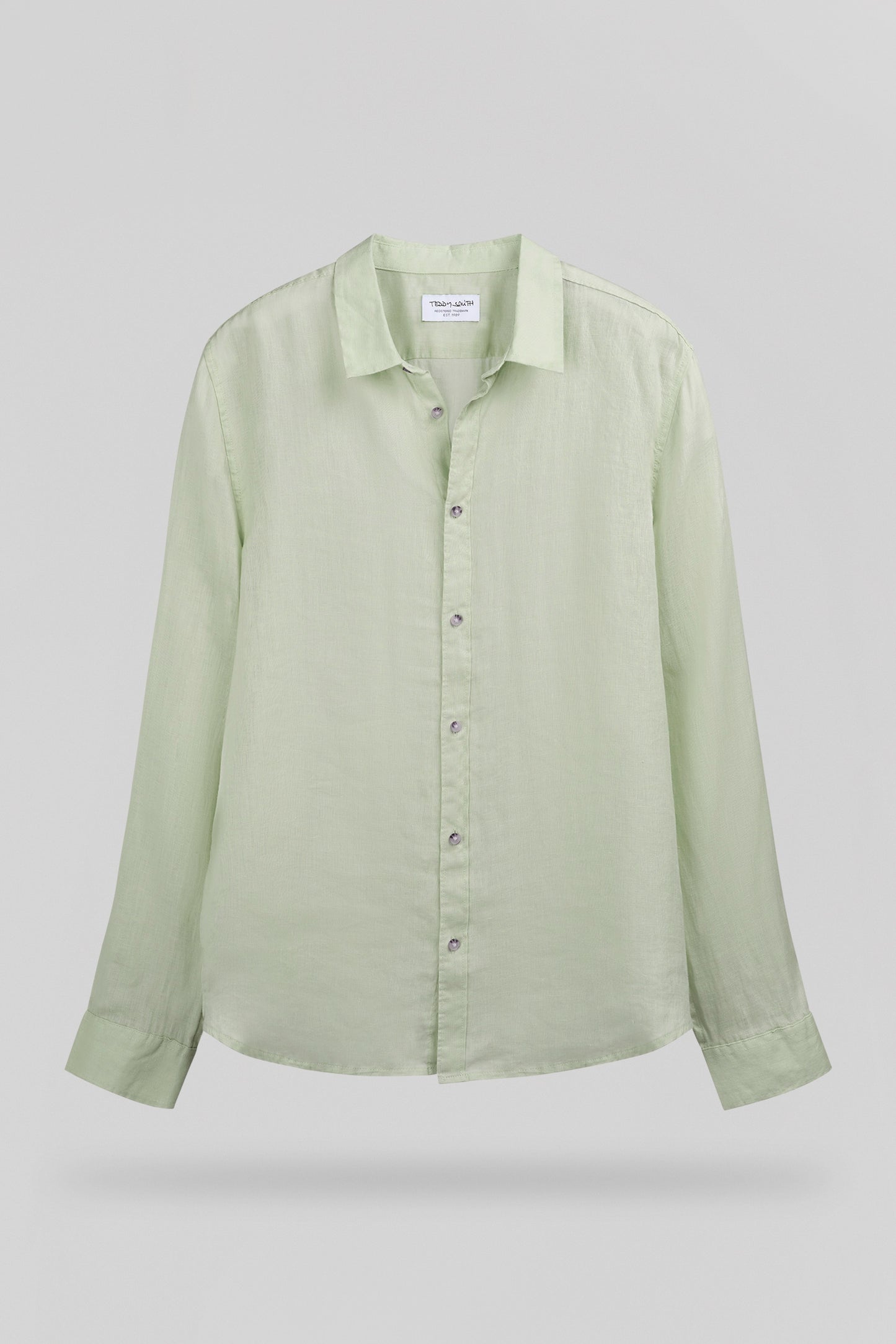 Chemise en lin C-LINEN ML VERT SAUGE - Teddy Smith