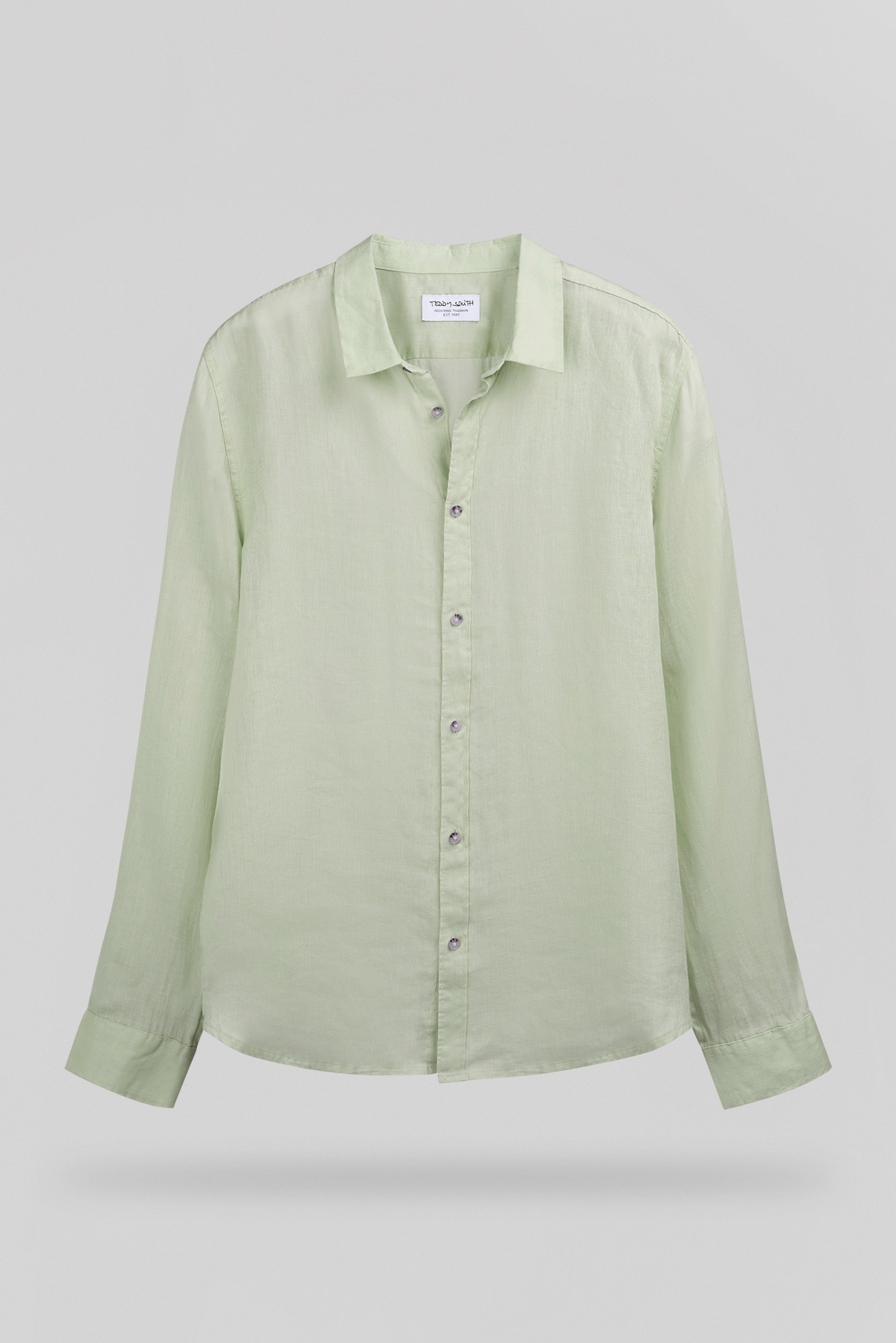 Chemise en lin C-LINEN ML VERT SAUGE - Teddy Smith
