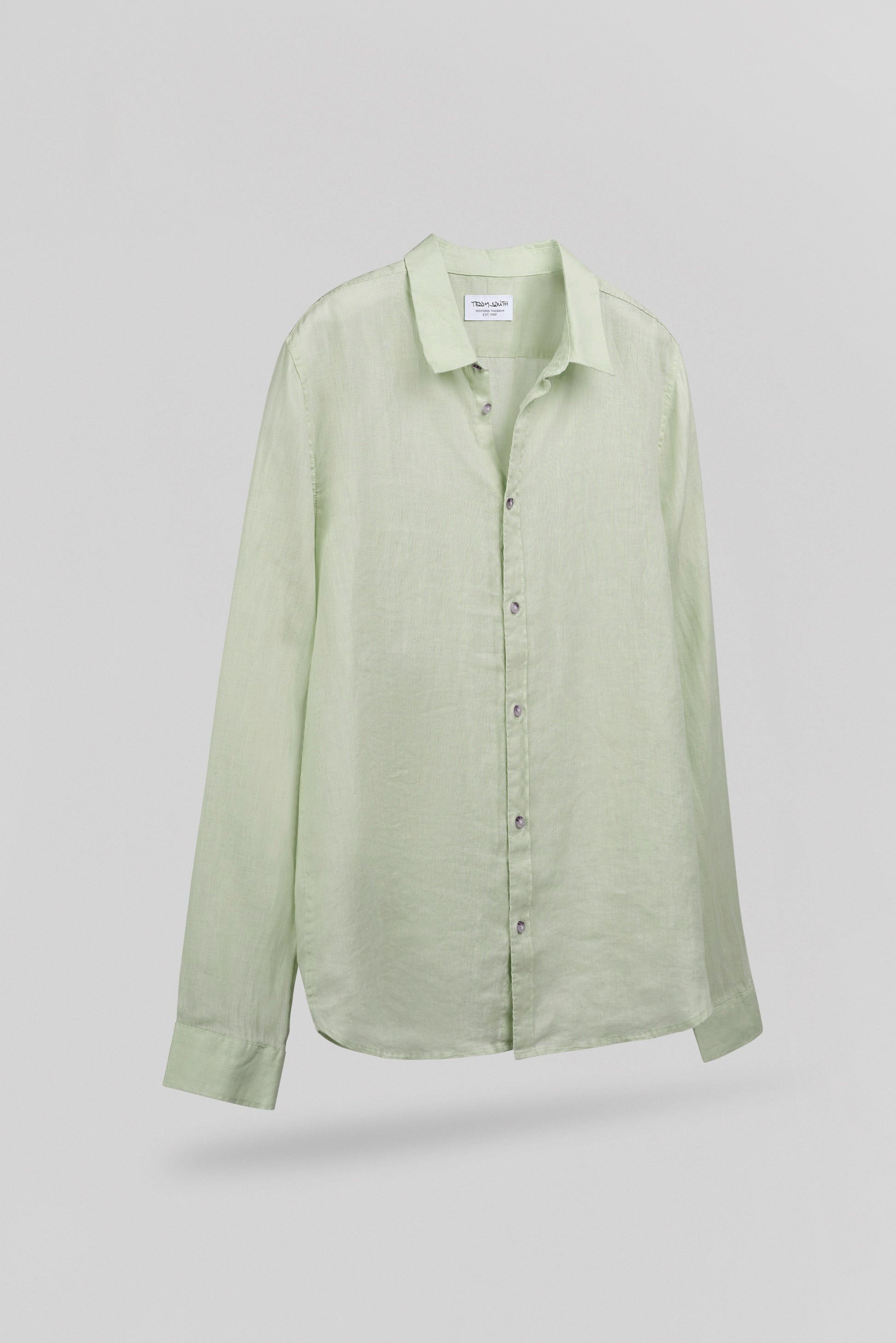 Chemise en lin C-LINEN ML VERT SAUGE - Teddy Smith