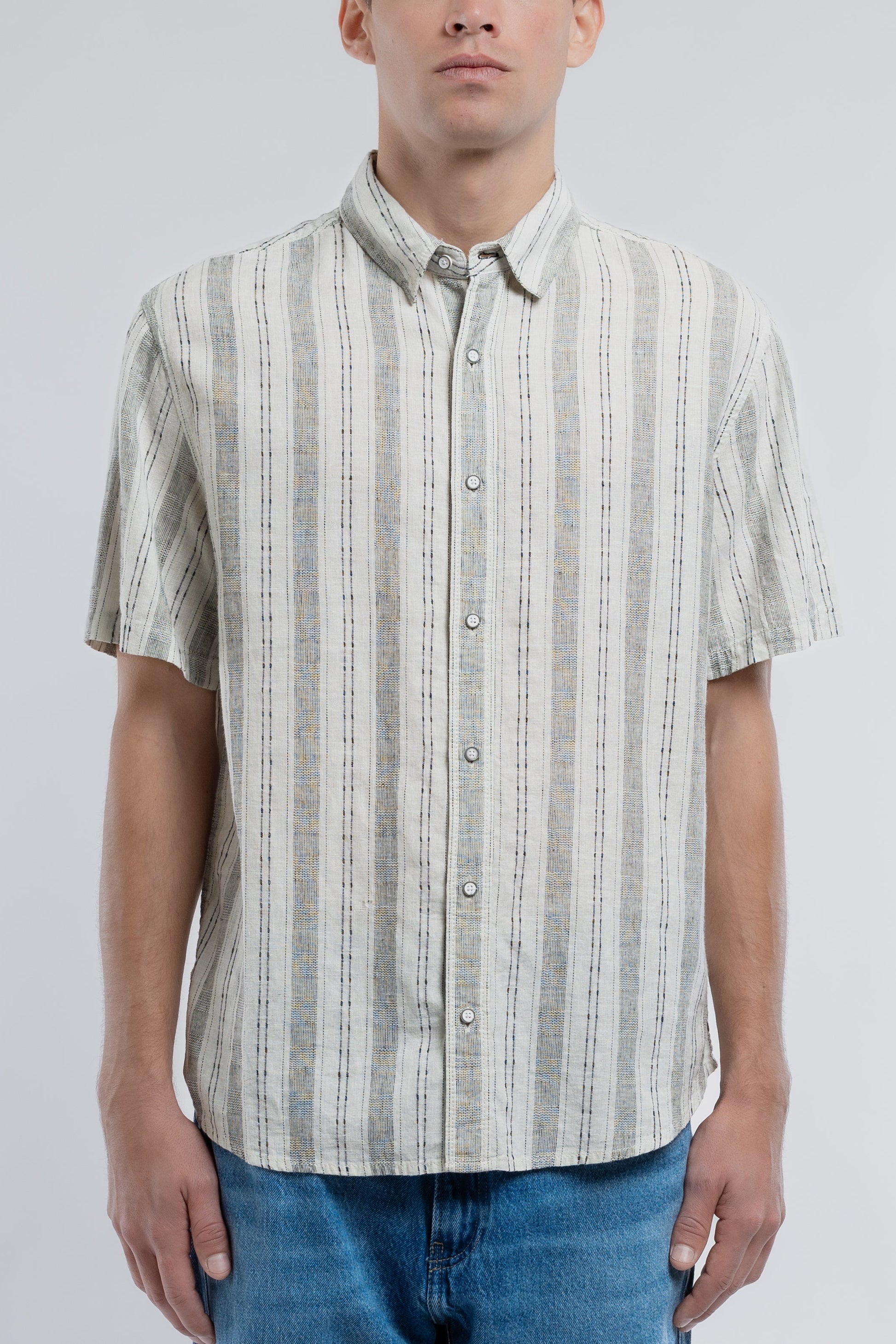 Chemise C-PIETRO STRIPE VERT SAUGE - Teddy Smith