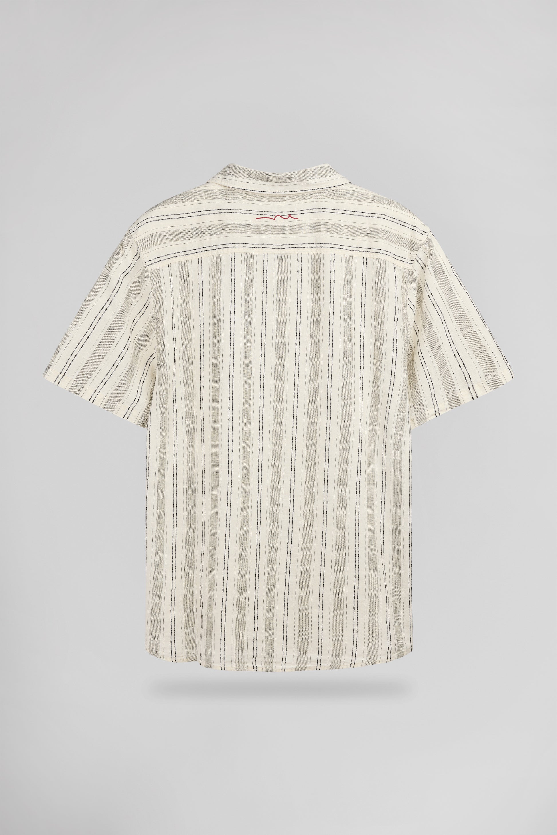 Chemise col français lin et coton C-PIETRO STRIPE BEIGE CLAIR - Teddy Smith