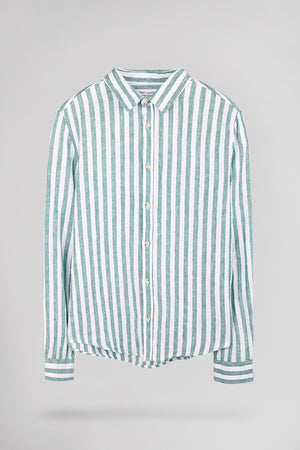 Chemise C-LINEN STRIPE FOREST GREEN - Teddy Smith