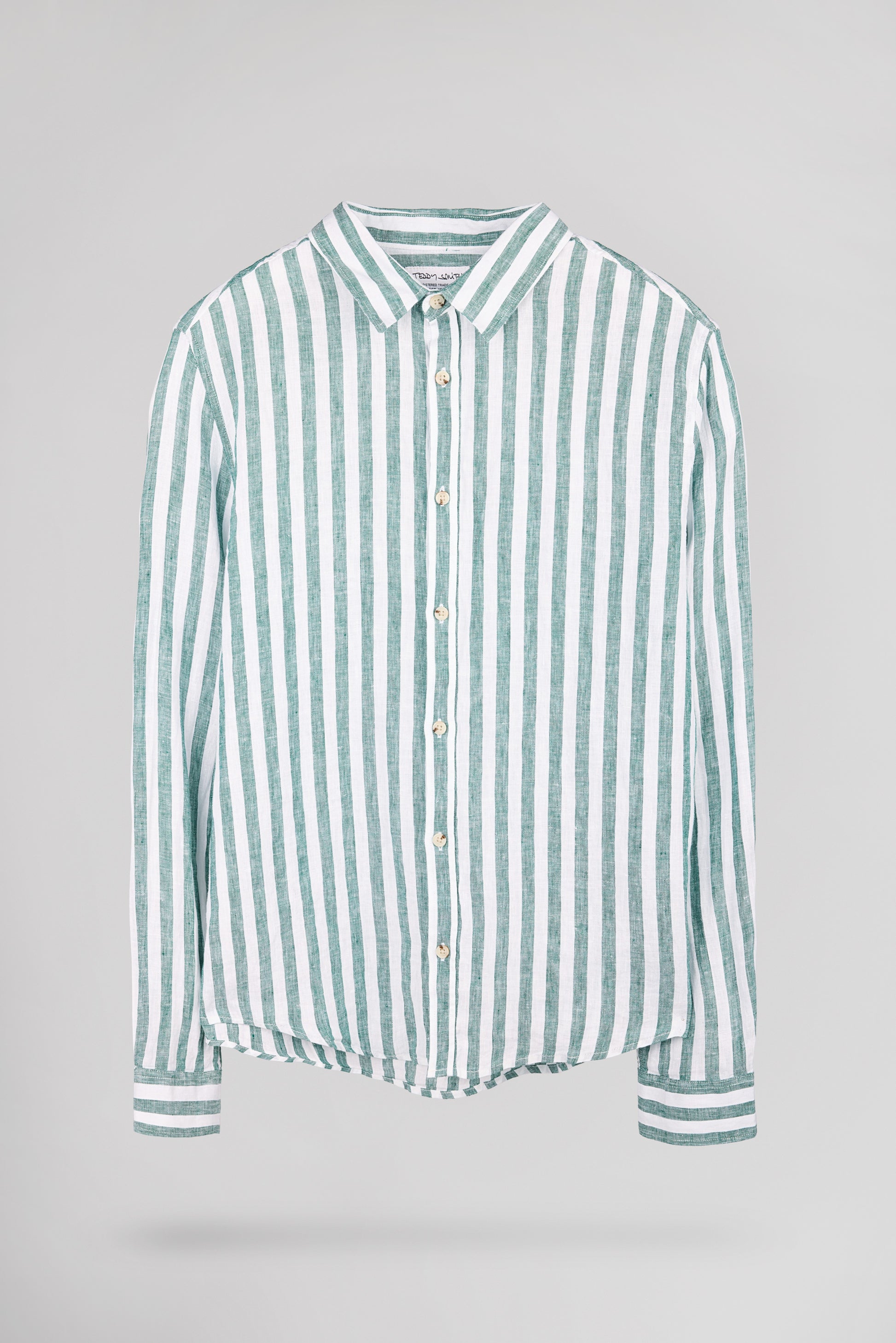 Chemise C-LINEN STRIPE FOREST GREEN - Teddy Smith